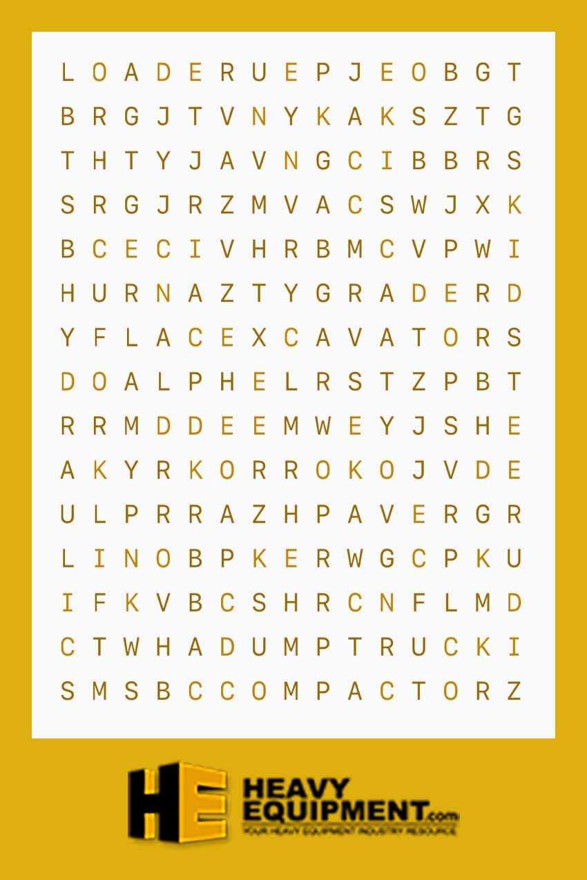 Dig into This Heavy Equipment Word Search! at HeavyEquipment.com