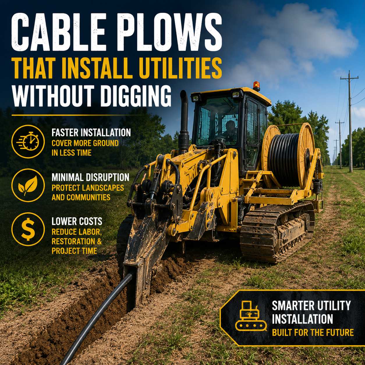 Cable Plows That Install Utilities Without Digging at HeavyEquipment.com