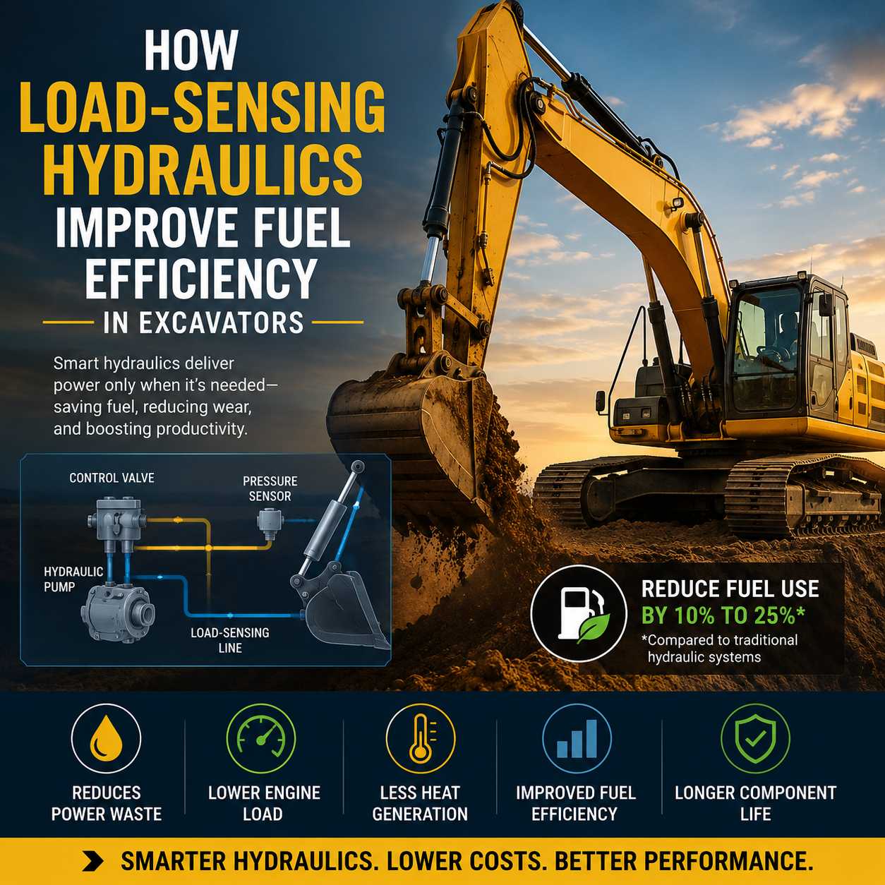 How Load-Sensing Hydraulics Improve Fuel Efficiency in Excavators at HeavyEquipment.com