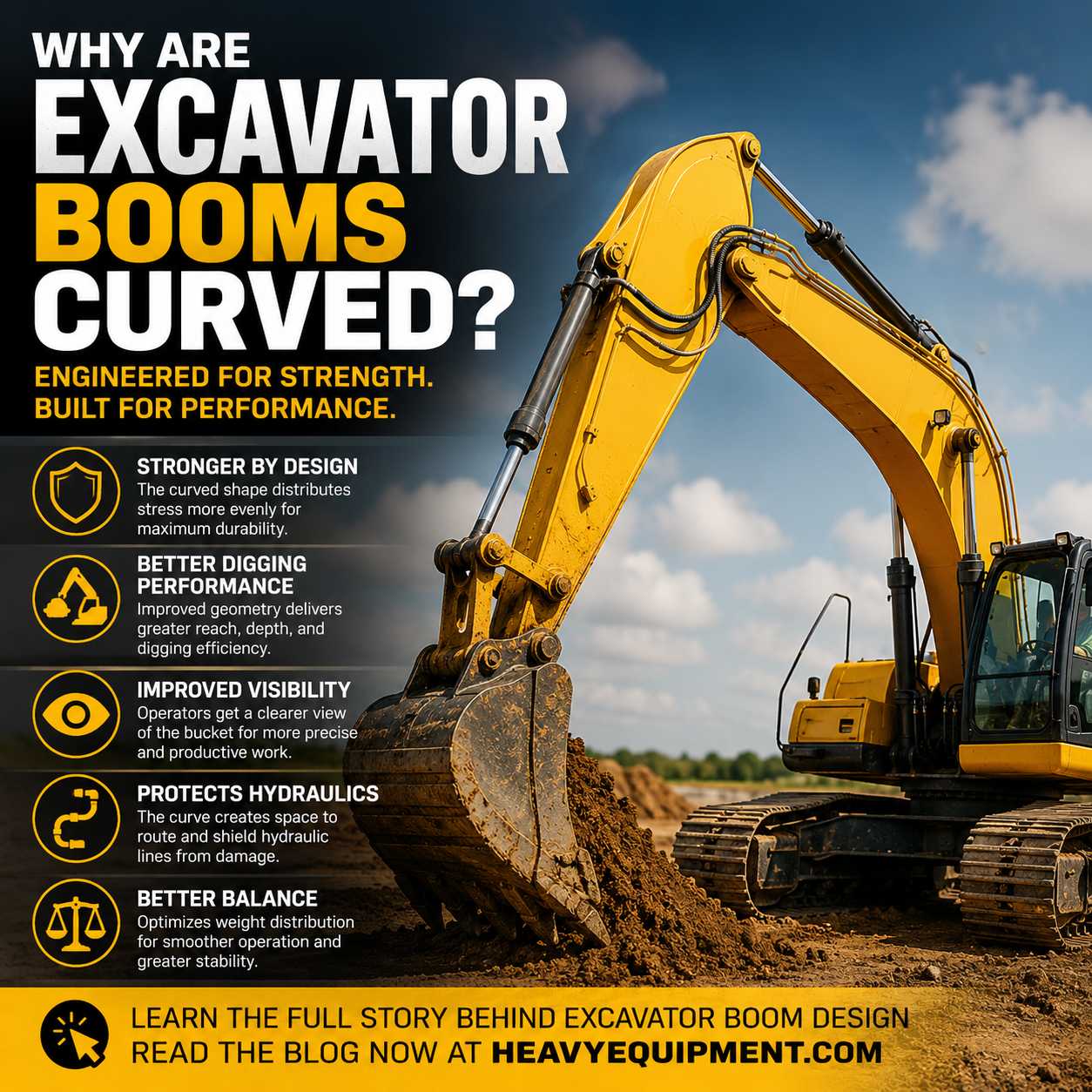 Why Are Excavator Booms Curved? at HeavyEquipment.com