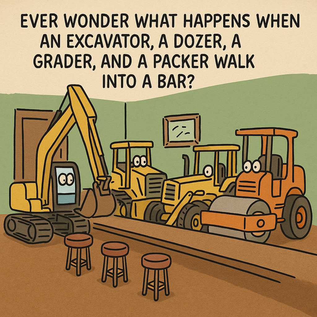 An Excavator, A Dozer, and A Grader Walk Into a Bar… at HeavyEquipment.com