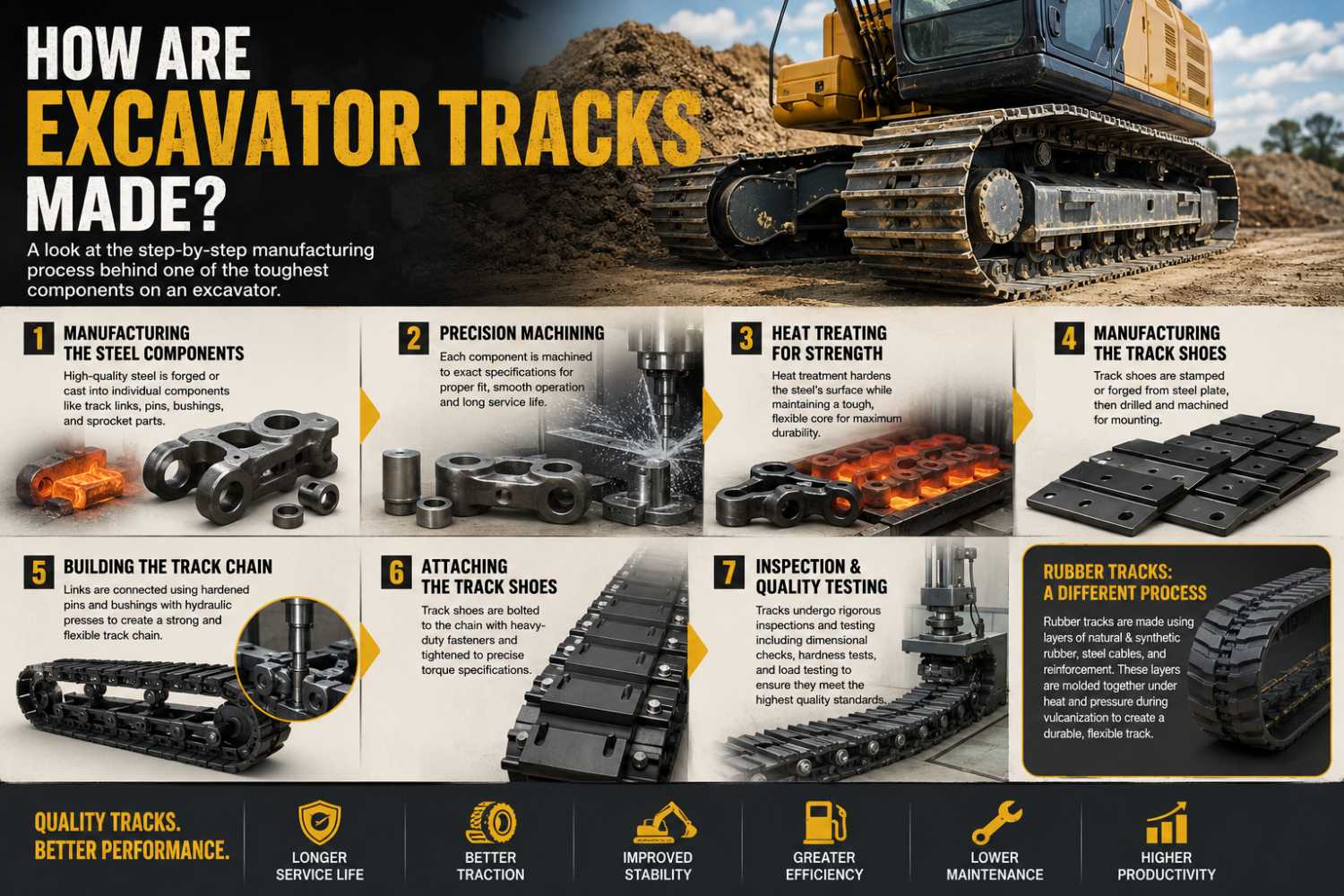 How Are Excavator Tracks Made? at HeavyEquipment.com