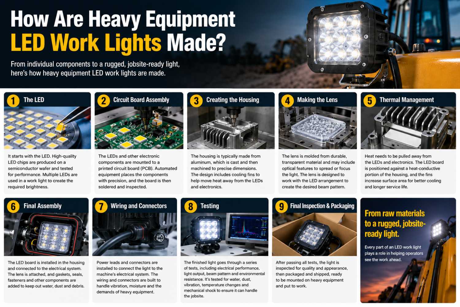 How Are Heavy Equipment LED Work Lights Made? at HeavyEquipment.com
