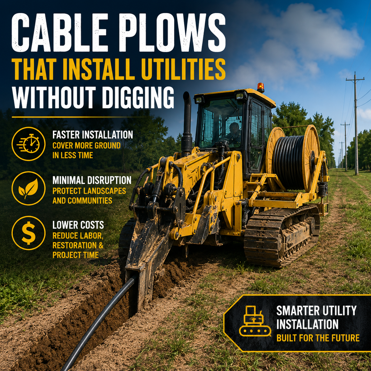 Cable Plows That Install Utilities Without Digging at HeavyEquipment.com