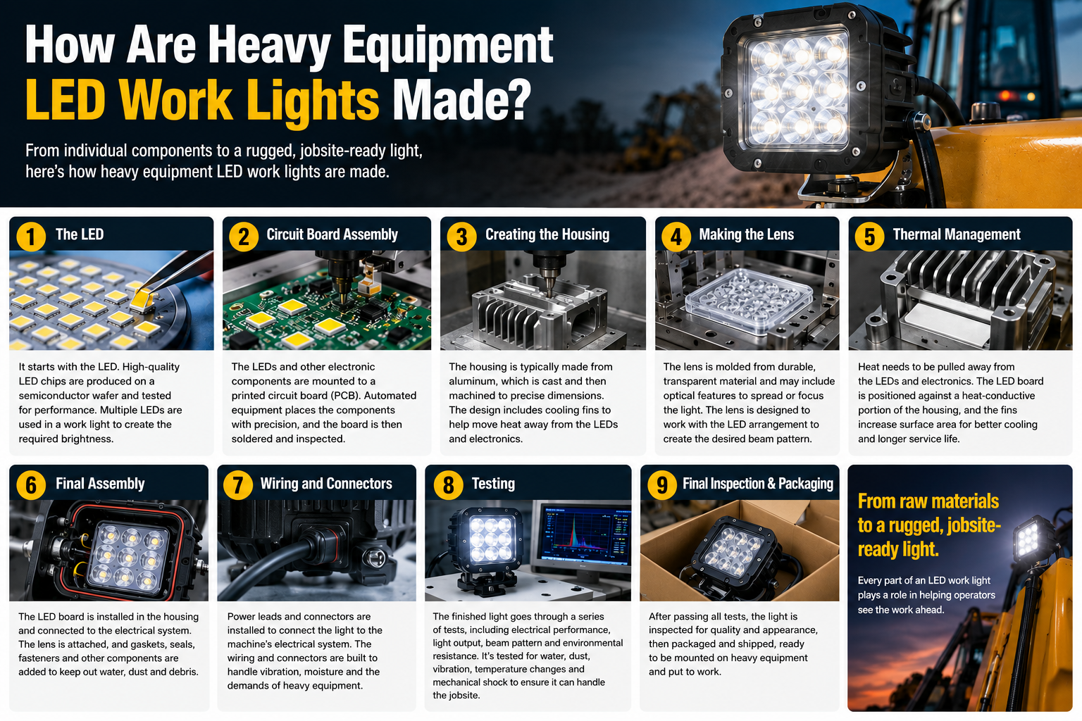 How Are Heavy Equipment LED Work Lights Made? at HeavyEquipment.com