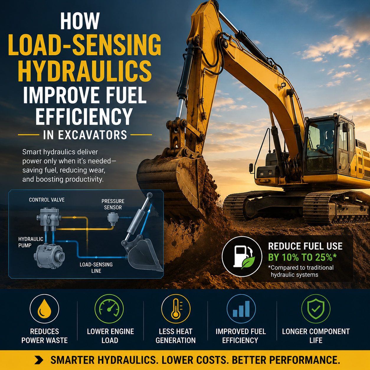How Load-Sensing Hydraulics Improve Fuel Efficiency in Excavators at HeavyEquipment.com