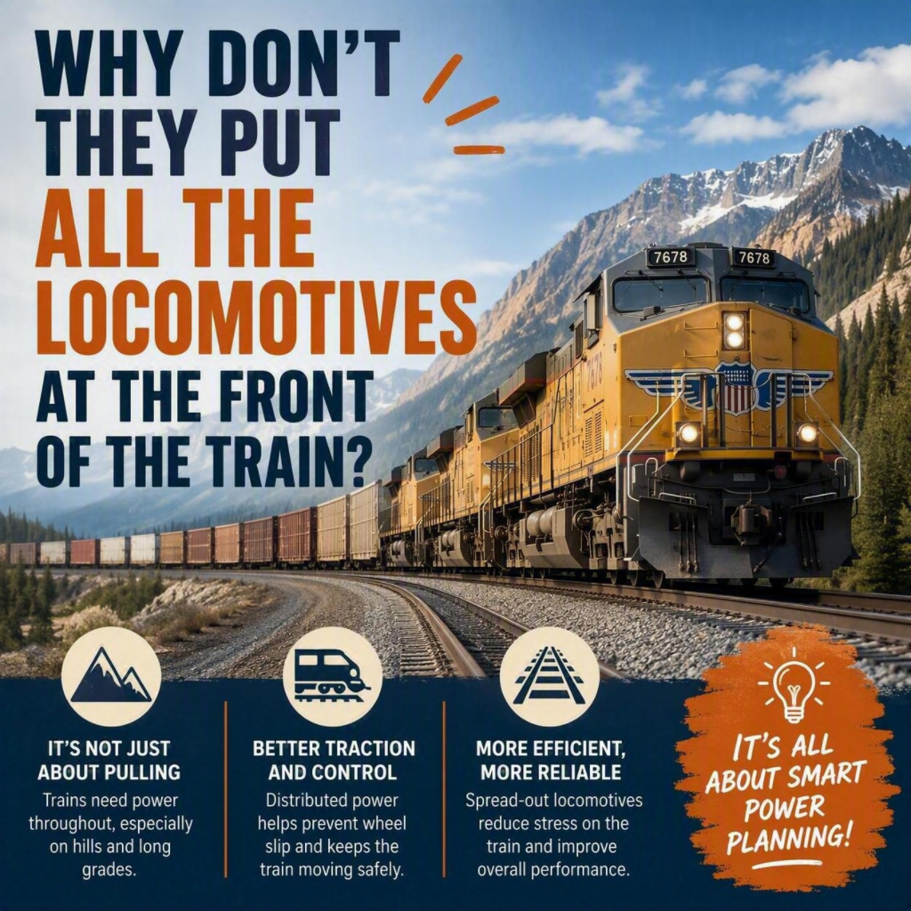 Why Don’t They Put All the Locomotives at the Front of the Train? at HeavyEquipment.com