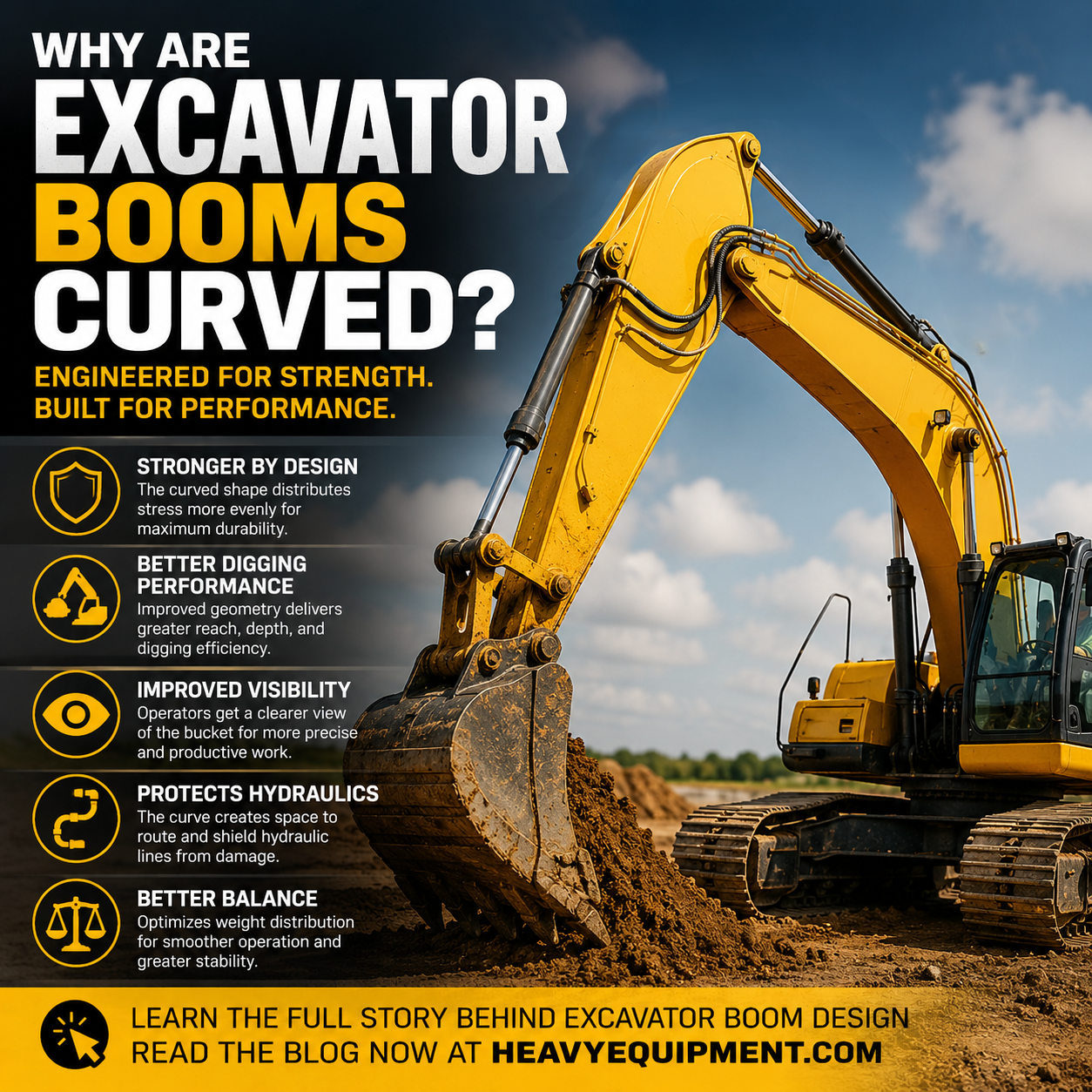 Why Are Excavator Booms Curved? at HeavyEquipment.com