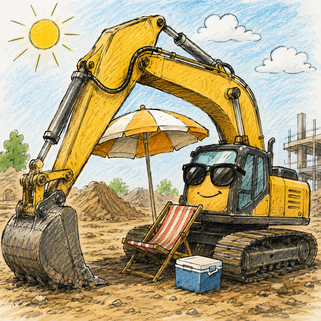 Why didn't the excavator bring sunscreen? at HeavyEquipment.com