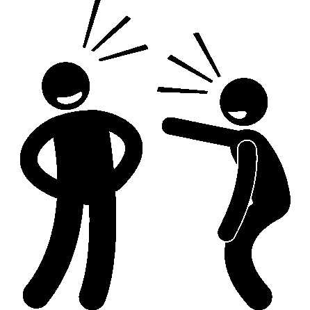 Illustration of two black figures laughing with each other.