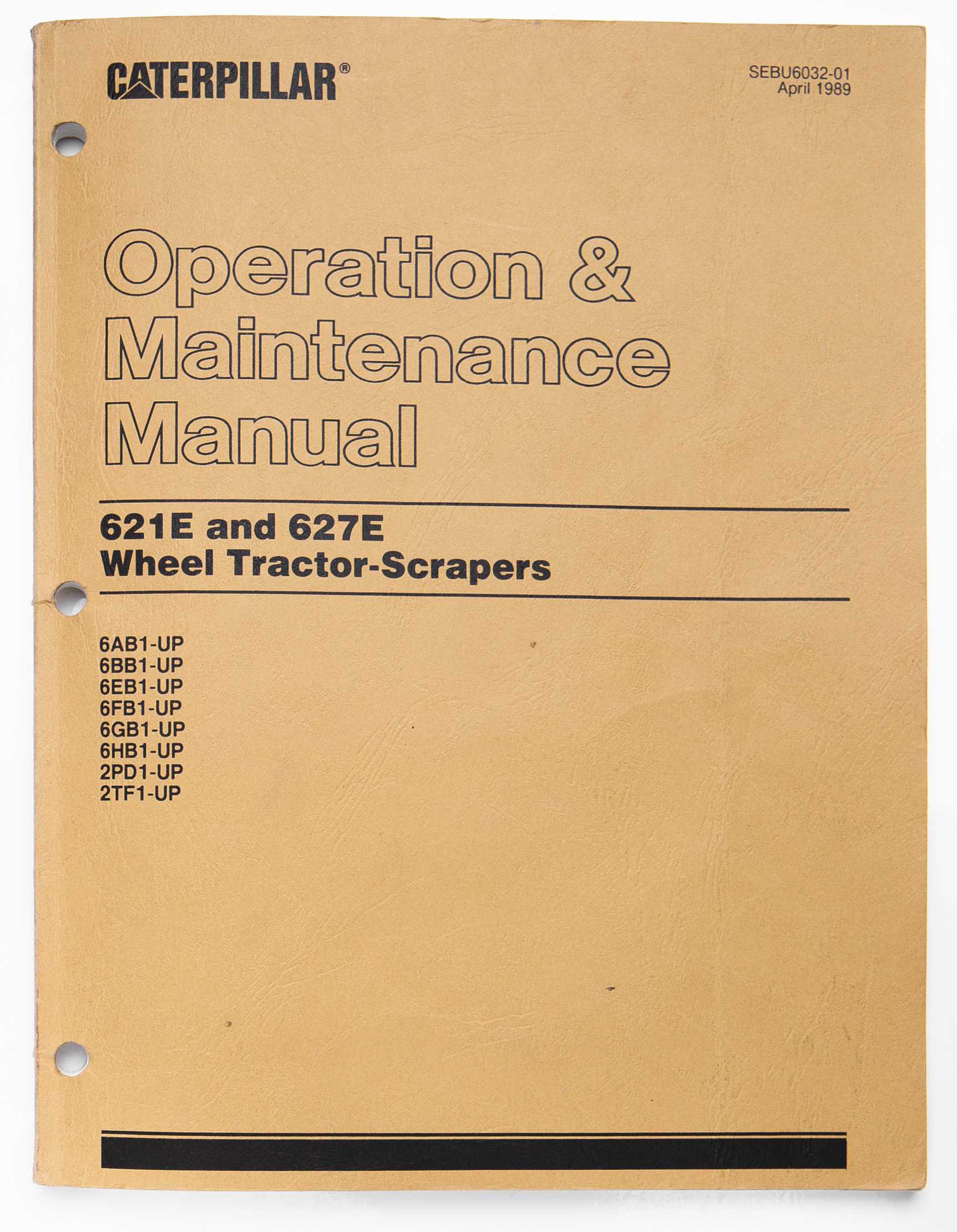 Caterpillar 621E & 627E Wheel Tractor-Scrapers Operation & Maintenance Manual SEBU6032-01 April 1989 For Sale