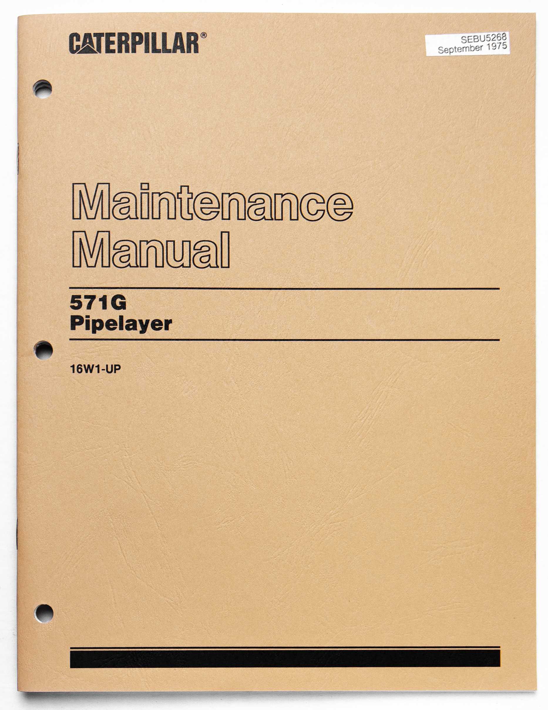 Vintage Caterpillar 571G Pipelayer Maintenance Manual SEBU5268 September 1975 For Sale