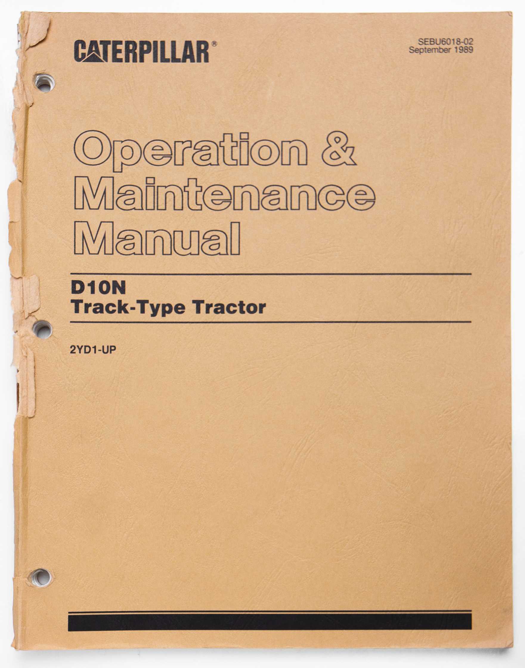 Caterpillar D10N Track-Type Tractor Operation & Maintenance Manual SEBU6018-02 September 1989 For Sale