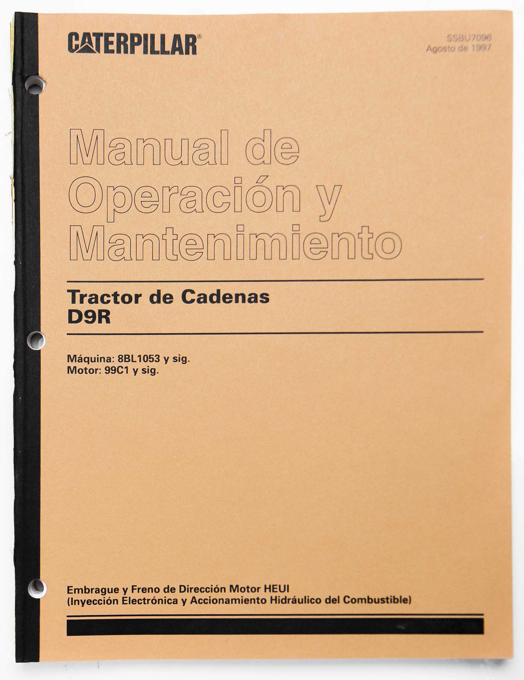 Caterpillar D9R Track-Type Tractor Operation and Maintenance Manual Steering Clutch and Brake HEUI engine (Electronic Injection and Hydraulic Fuel Actuation) SSBU7096 August 1997 Spanish For Sale