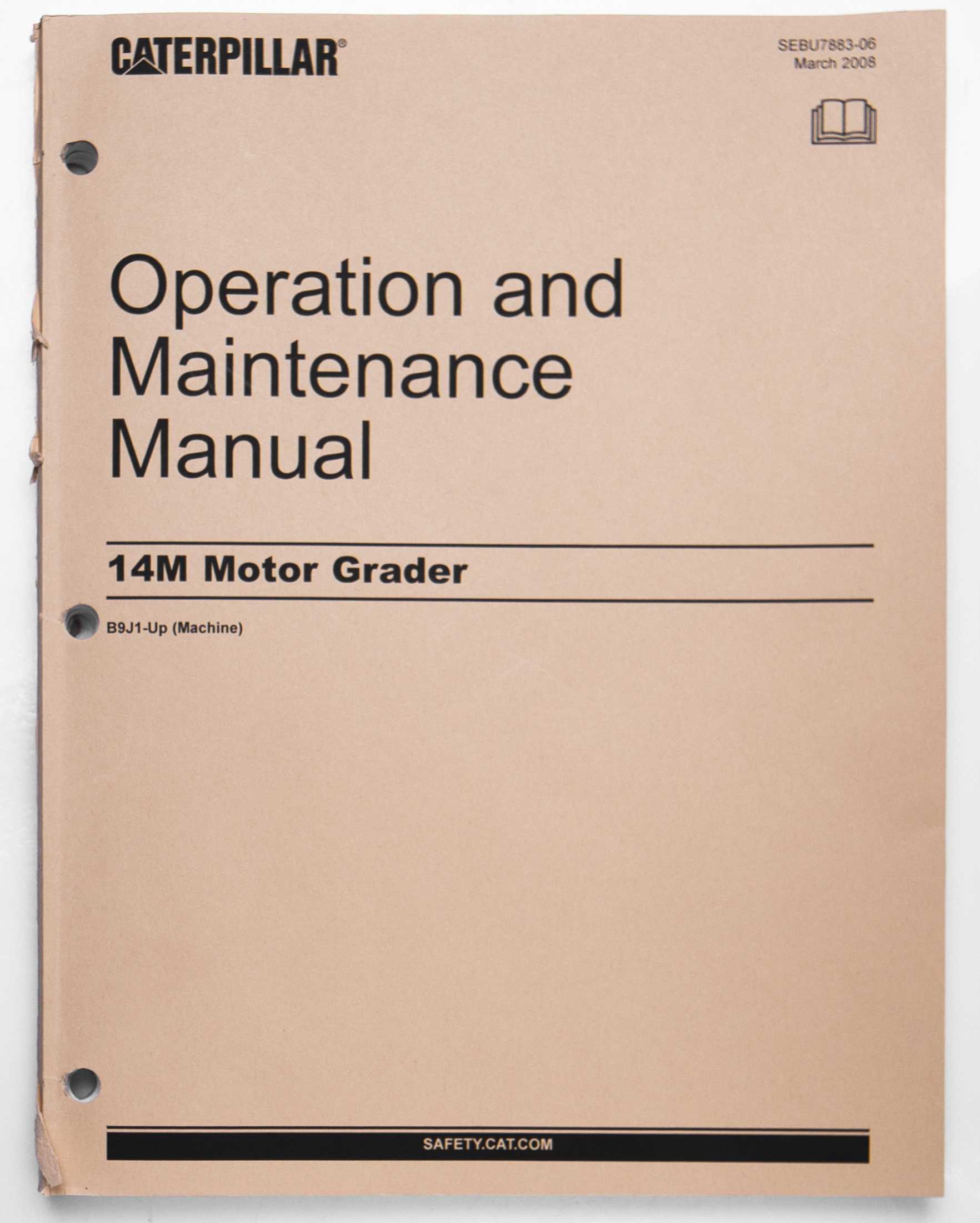 Caterpillar 14M Motor Grader Operation & Maintenance Manual SEBU7883-06 March 2008 For Sale