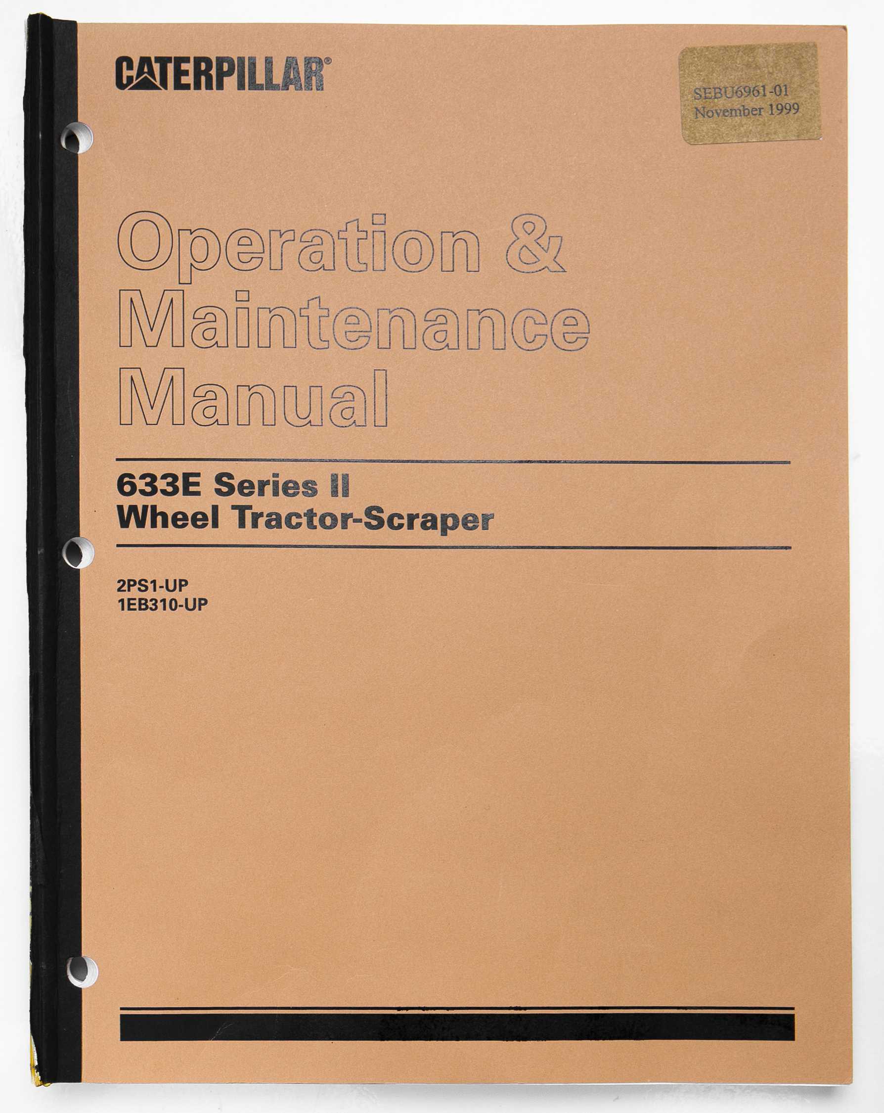 Caterpillar 633E Series II Wheel Tractor-Scraper Operation & Maintenance Manual  SEBU6961-01 November 1999 For Sale