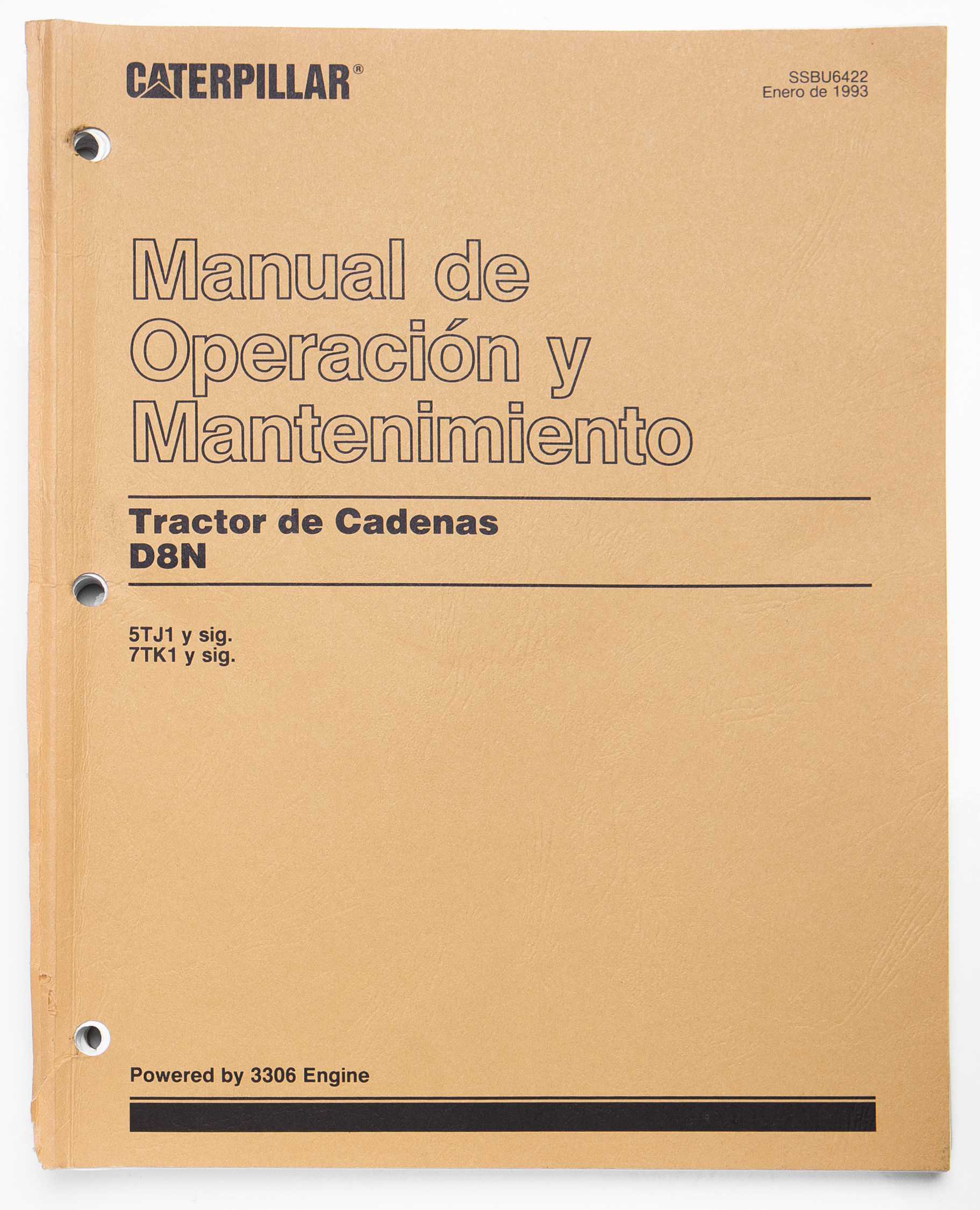 Caterpillar D8N Track-Type Tractor Operation and Maintenance Manual SSBU6422 January 1993 Spanish For Sale