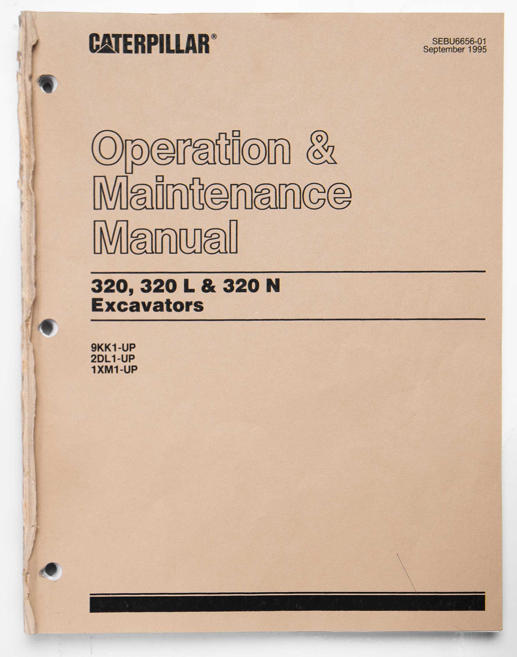 Caterpillar 320, 320L & 320N Excavators Operation & Maintenance Manual SEBU6656-01 September 1995 For Sale