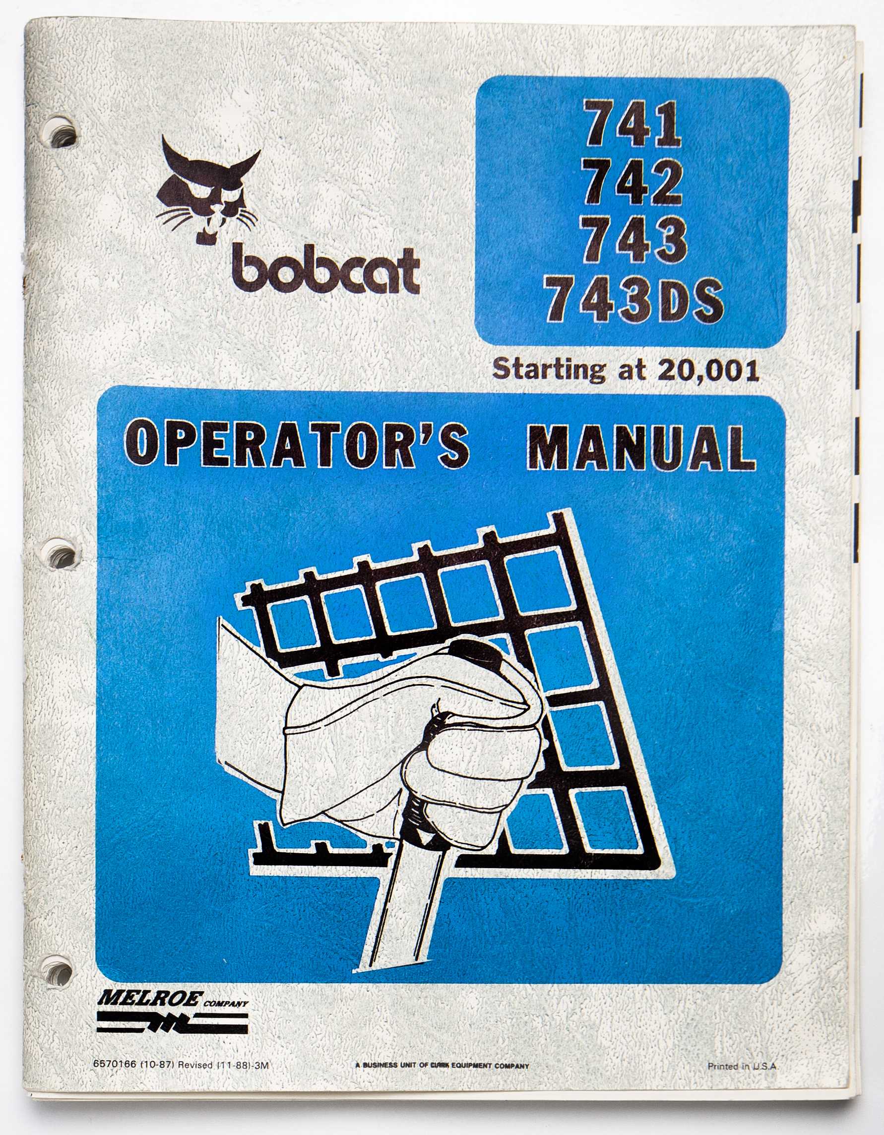 Bobcat 741, 742, 743, 743DS Operator's Manual 6570166 November 1988 For Sale