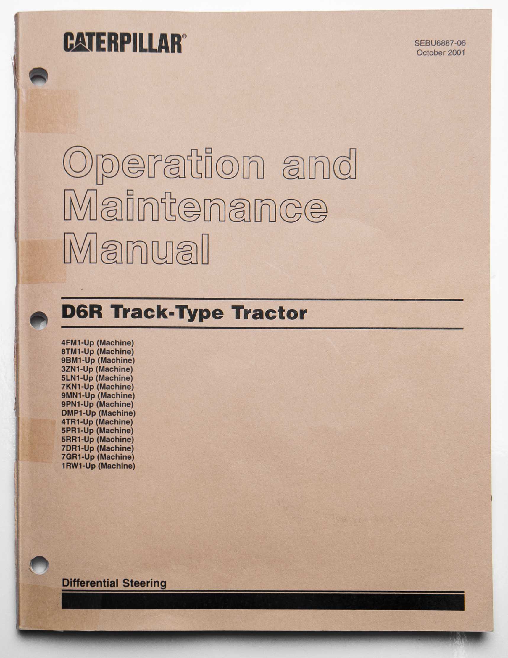 Caterpillar D6R Track-Type Tractor Operation & Maintenance Manual SEBU6887-06 October 2001 For Sale
