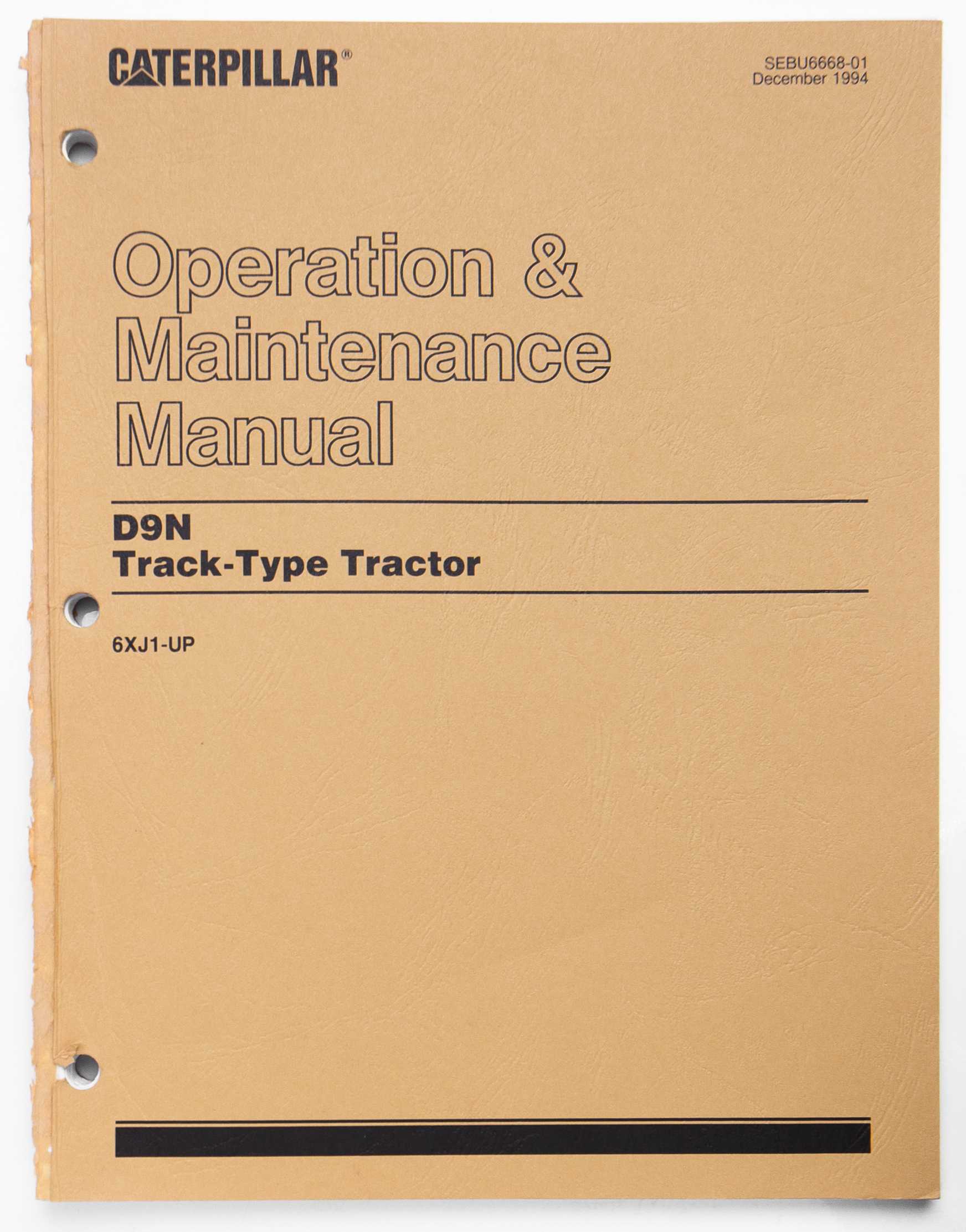 Caterpillar D9N Track-Type Tractor Operation & Maintenance Manual SEBU6668-01 December 1994 For Sale