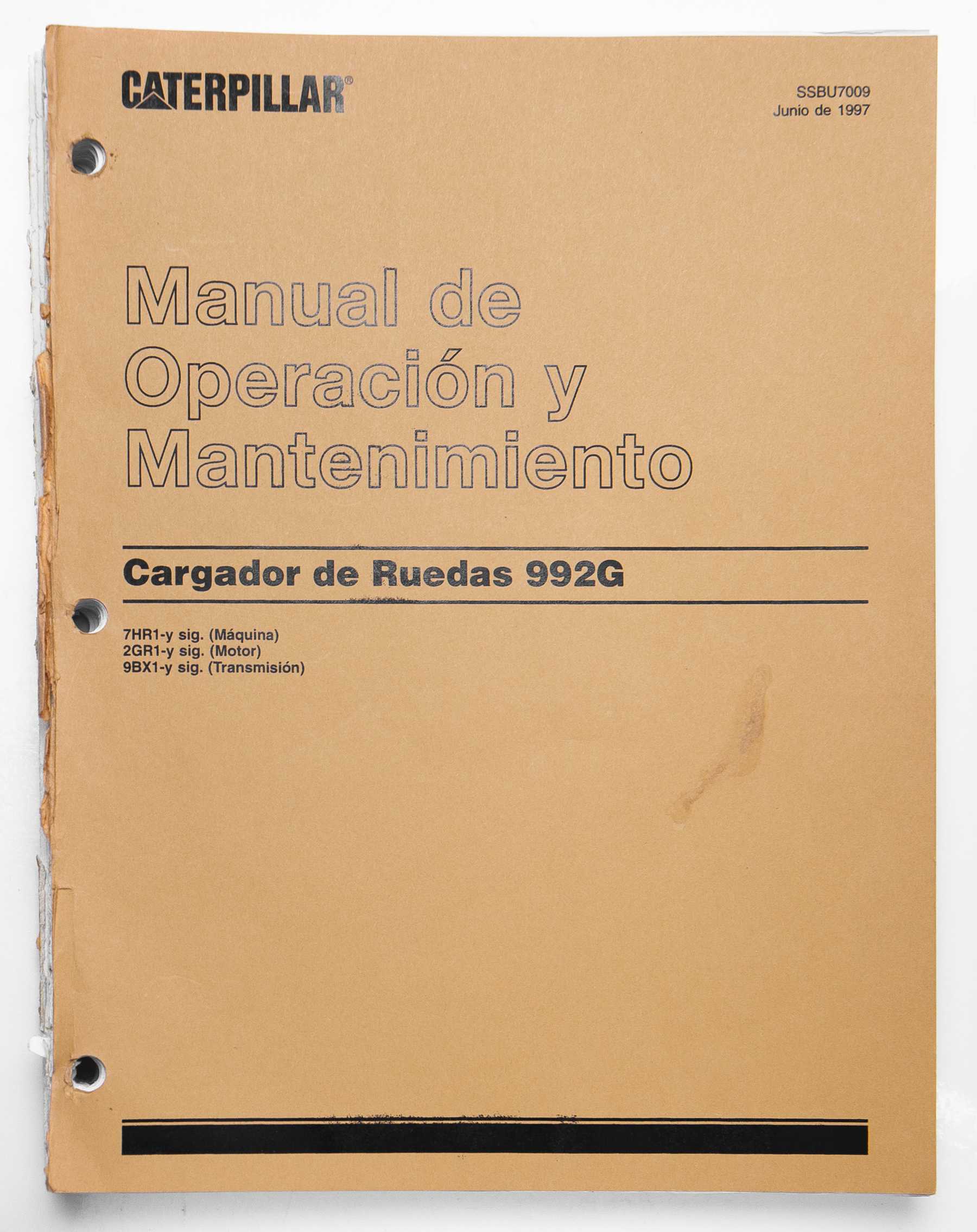 Caterpillar 992G Wheel Loader Operation and Maintenance Manual SSBU7009 June 1997 Spanish For Sale