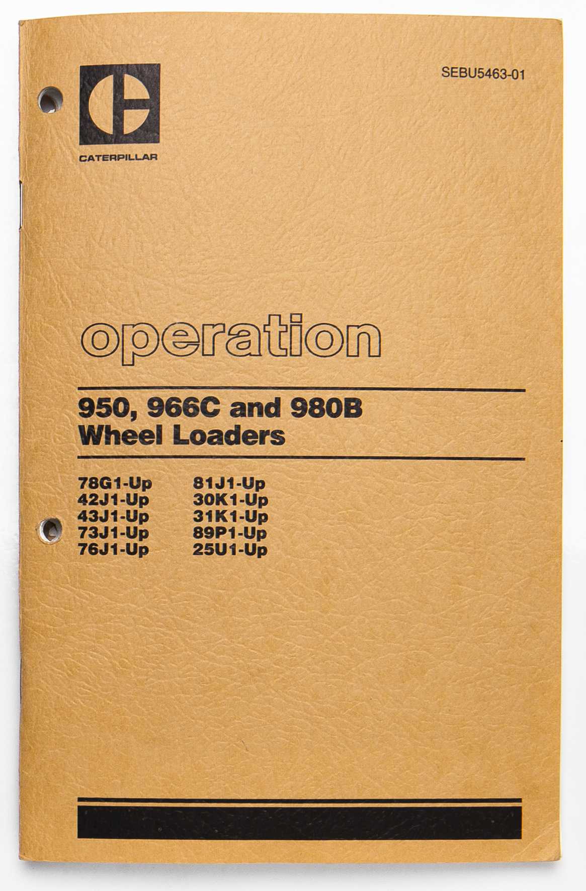 Caterpillar 950, 966C & 980B Wheel Loaders Operation Manual SEBU5463-01 September 1980 For Sale