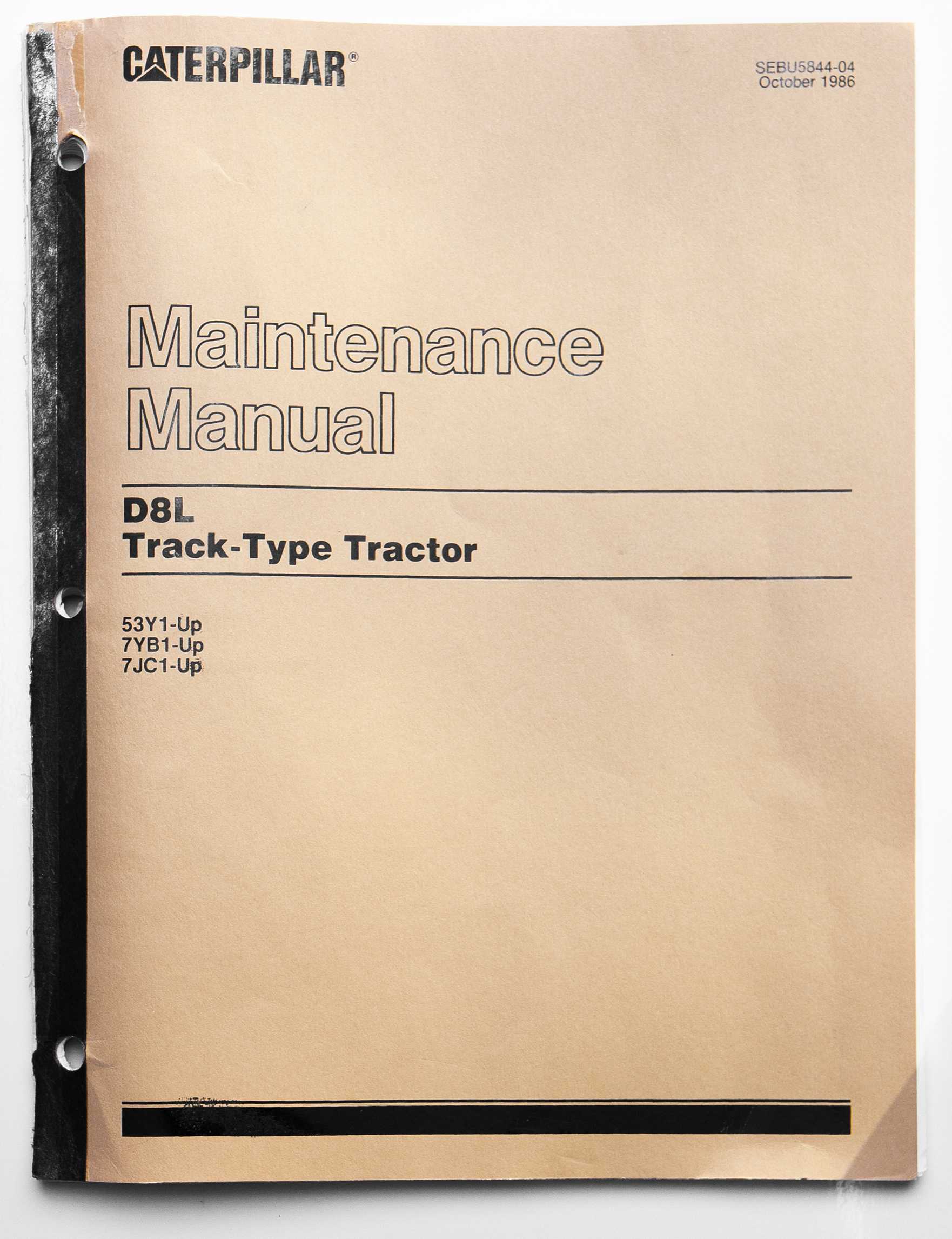 Caterpillar D8L Track-Type Tractor Maintenance Manual SEBU5844-04 October 1986 For Sale