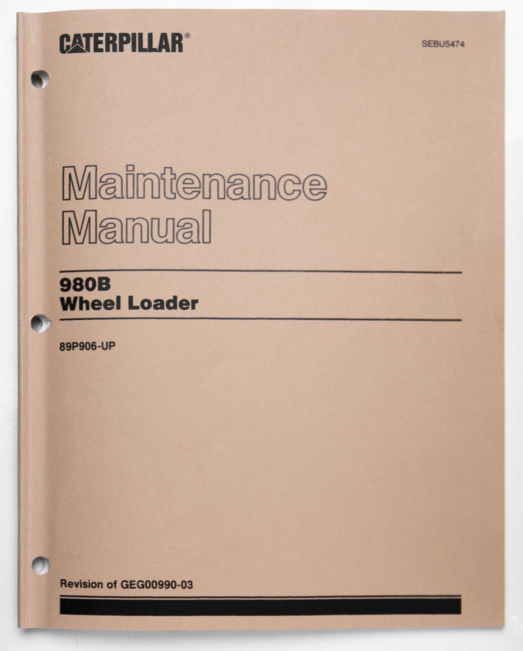 Caterpillar 980B Wheel Loader Maintenance Manual SEBU5474 For Sale