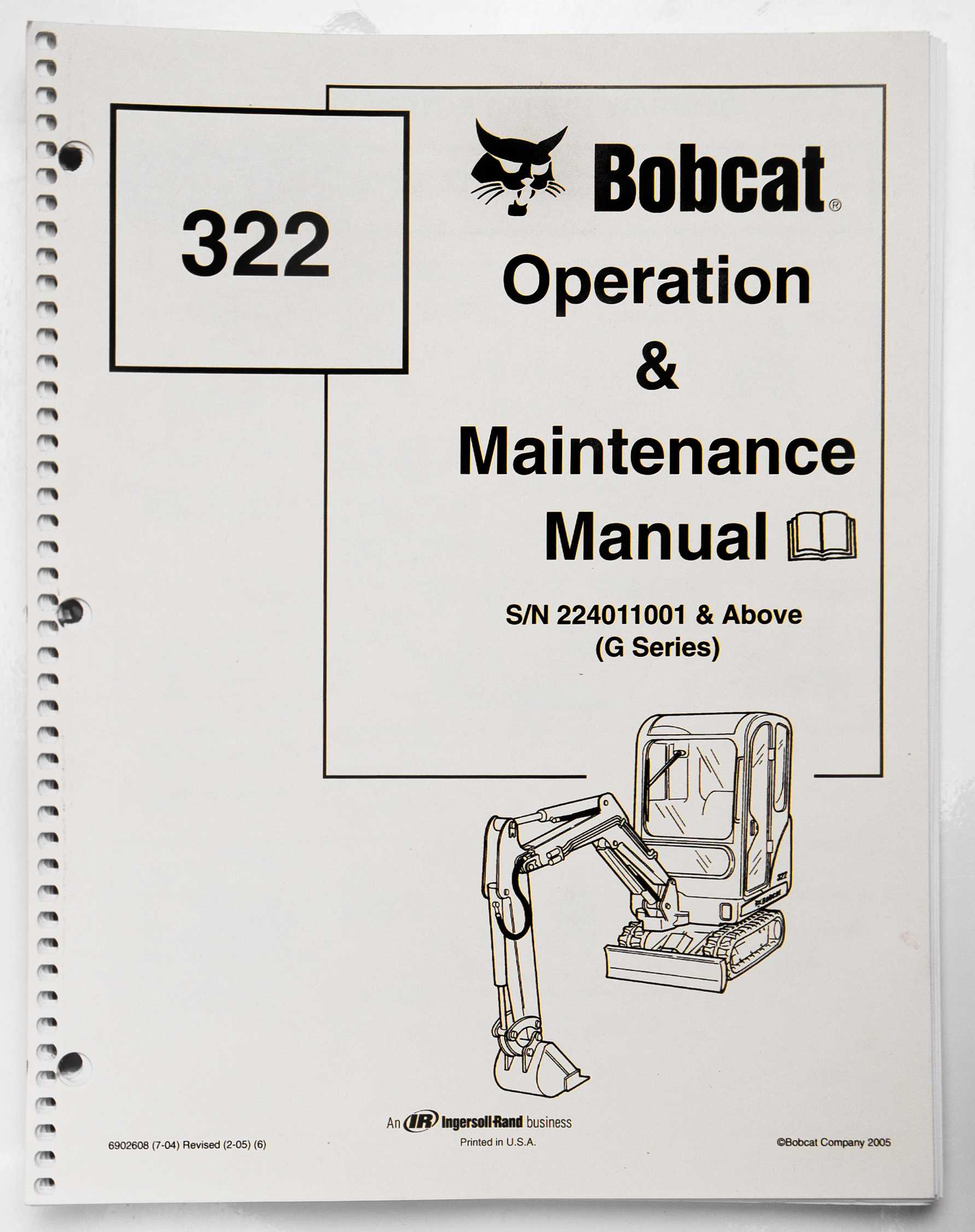 Bobcat 322 Excavator Track Operation & Maintenance Manual February 2005 6902608 For Sale