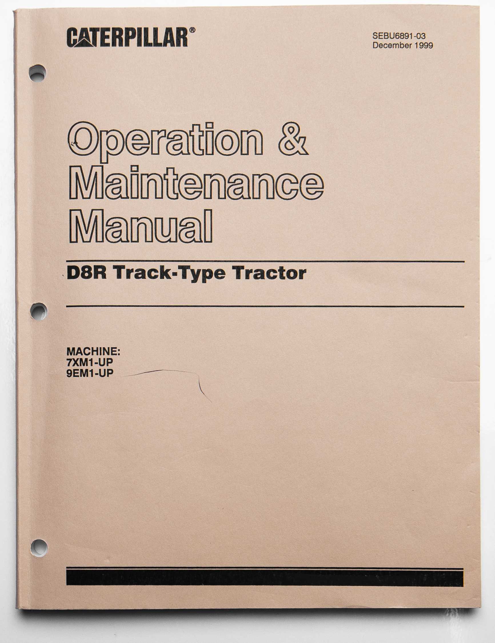 Caterpillar D8R Track-Type Tractor Operation & Maintenance Manual SEBU6891-03 December 1999 For Sale