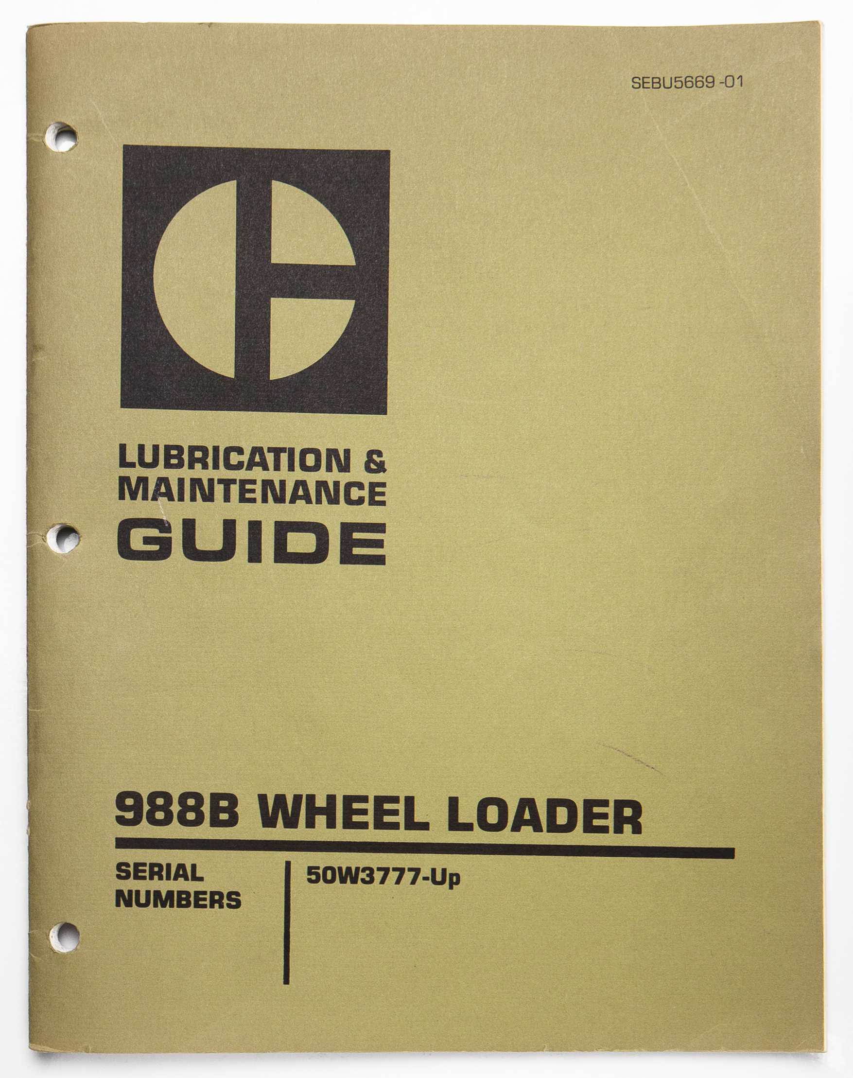 Caterpillar 988B Wheel Loader Lubrication & Maintenance Guide SEBU5669-01 October 1980 For Sale