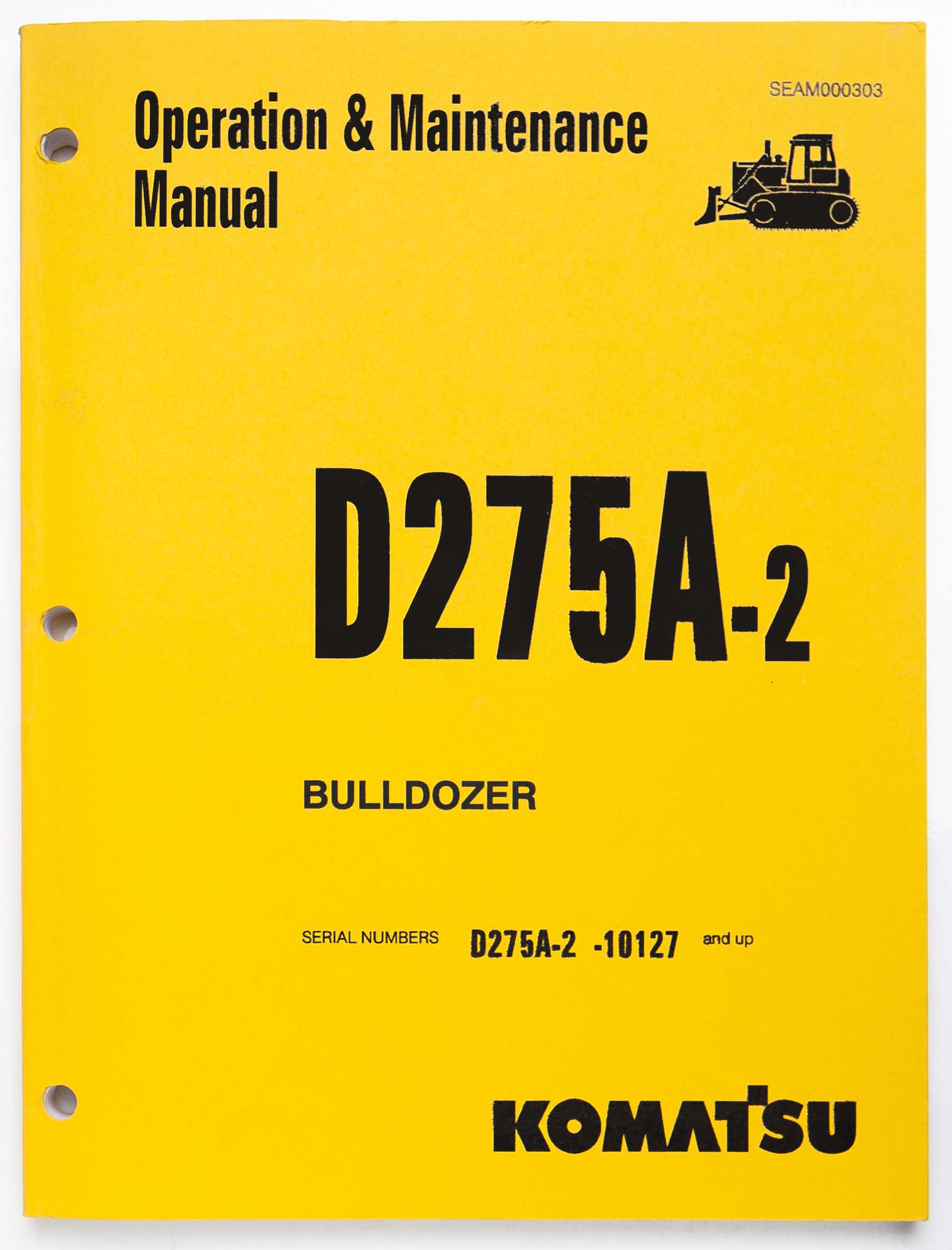 Komatsu D275A-2 Bulldozer Operation & Maintenance Manual SEAM000303 December 1994 For Sale