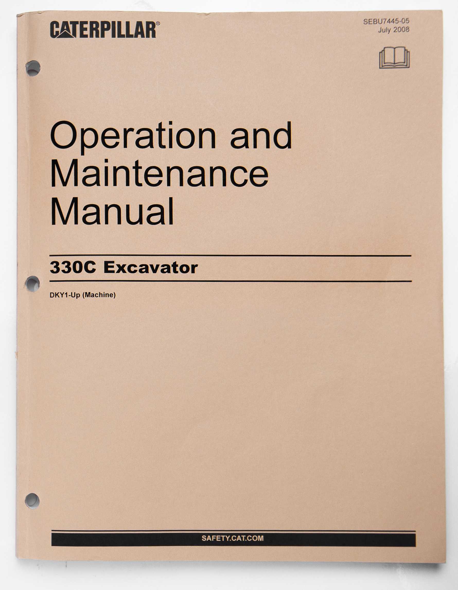 Caterpillar 330C Excavator Operation & Maintenance Manual SEBU7445-05 July 2008 For Sale