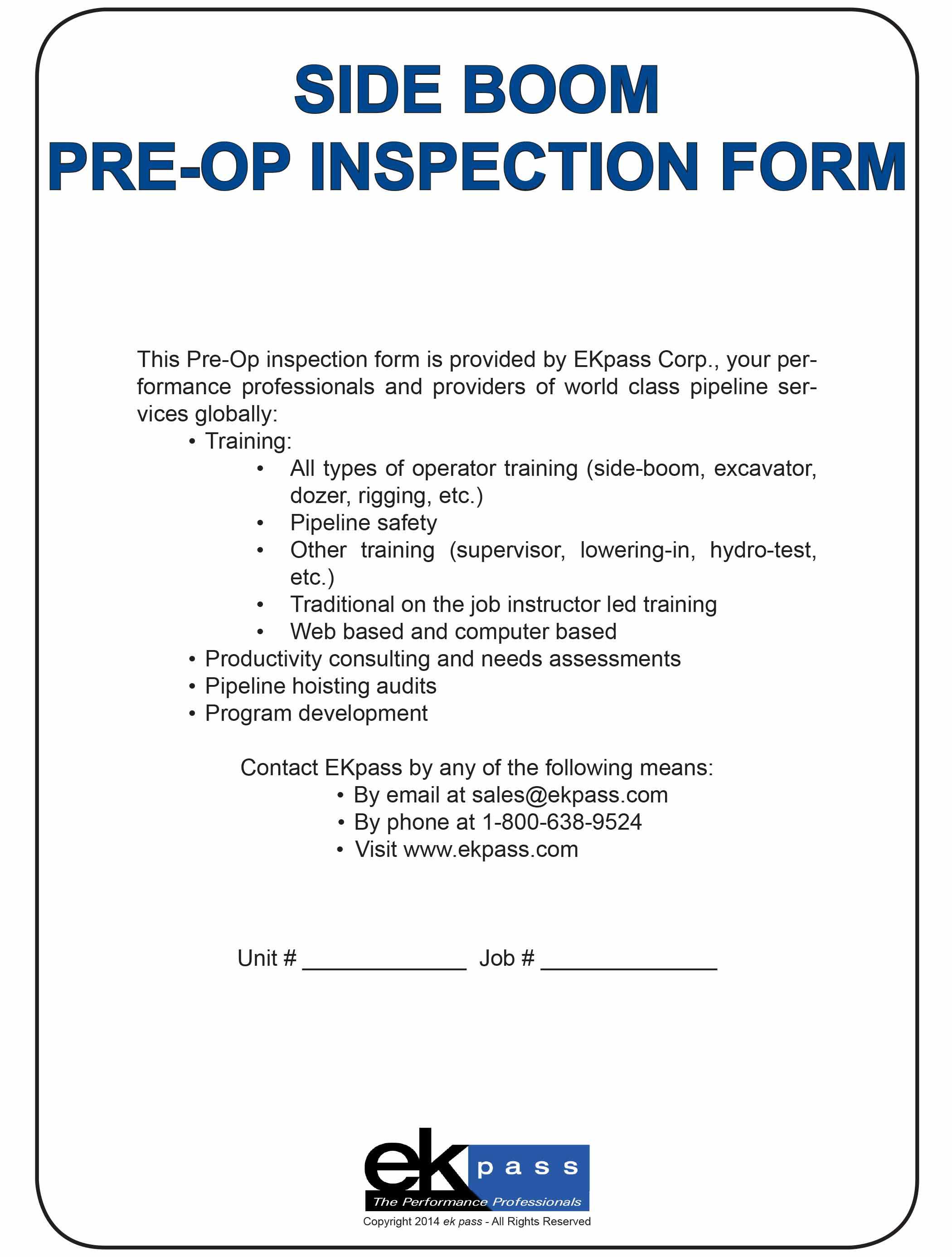 Pipelayer Pre Operation Checklist Booklets For Sale