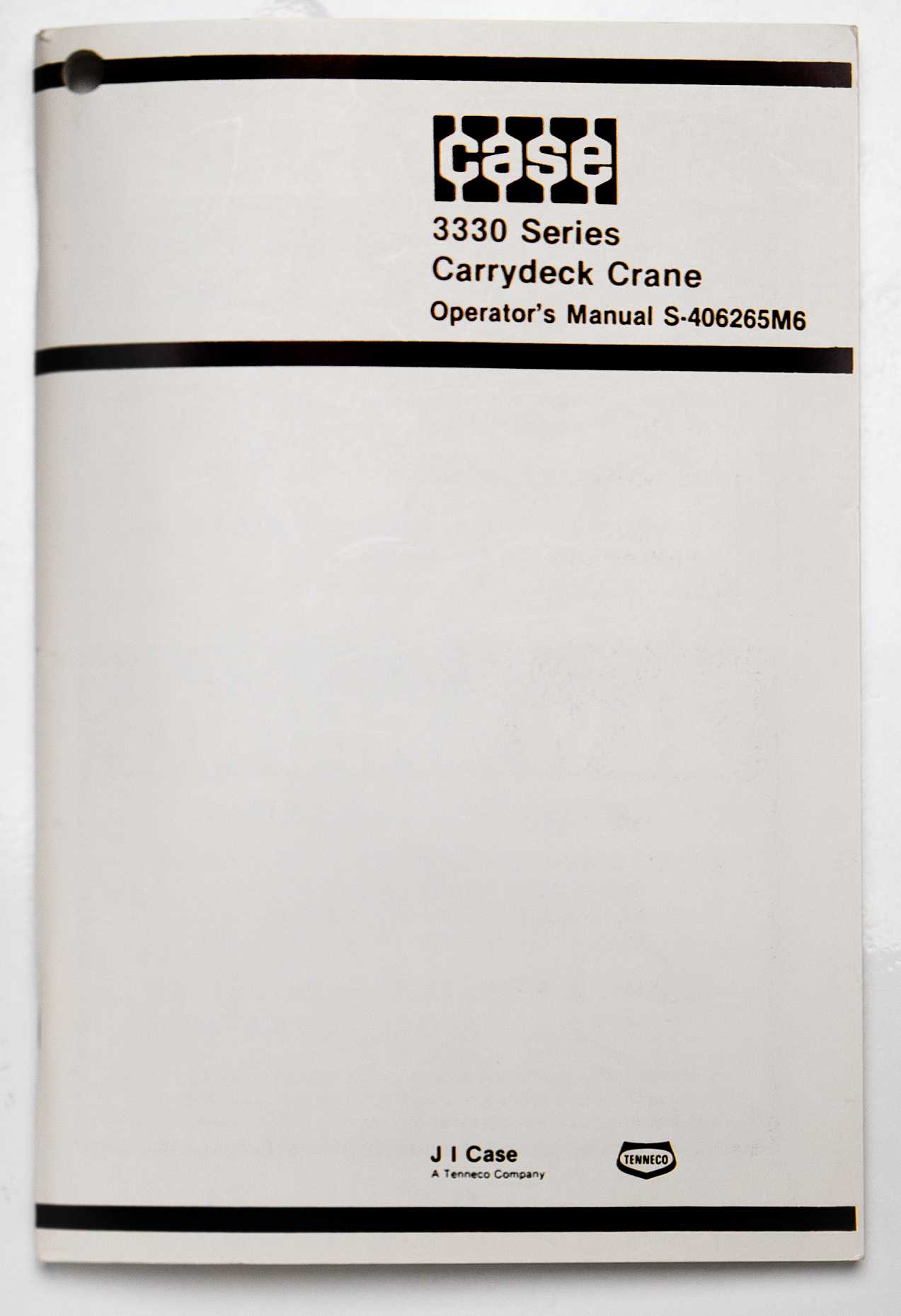 Case 3330 Series Carrydeck Crane Operator's Manual S-406265M6 For Sale