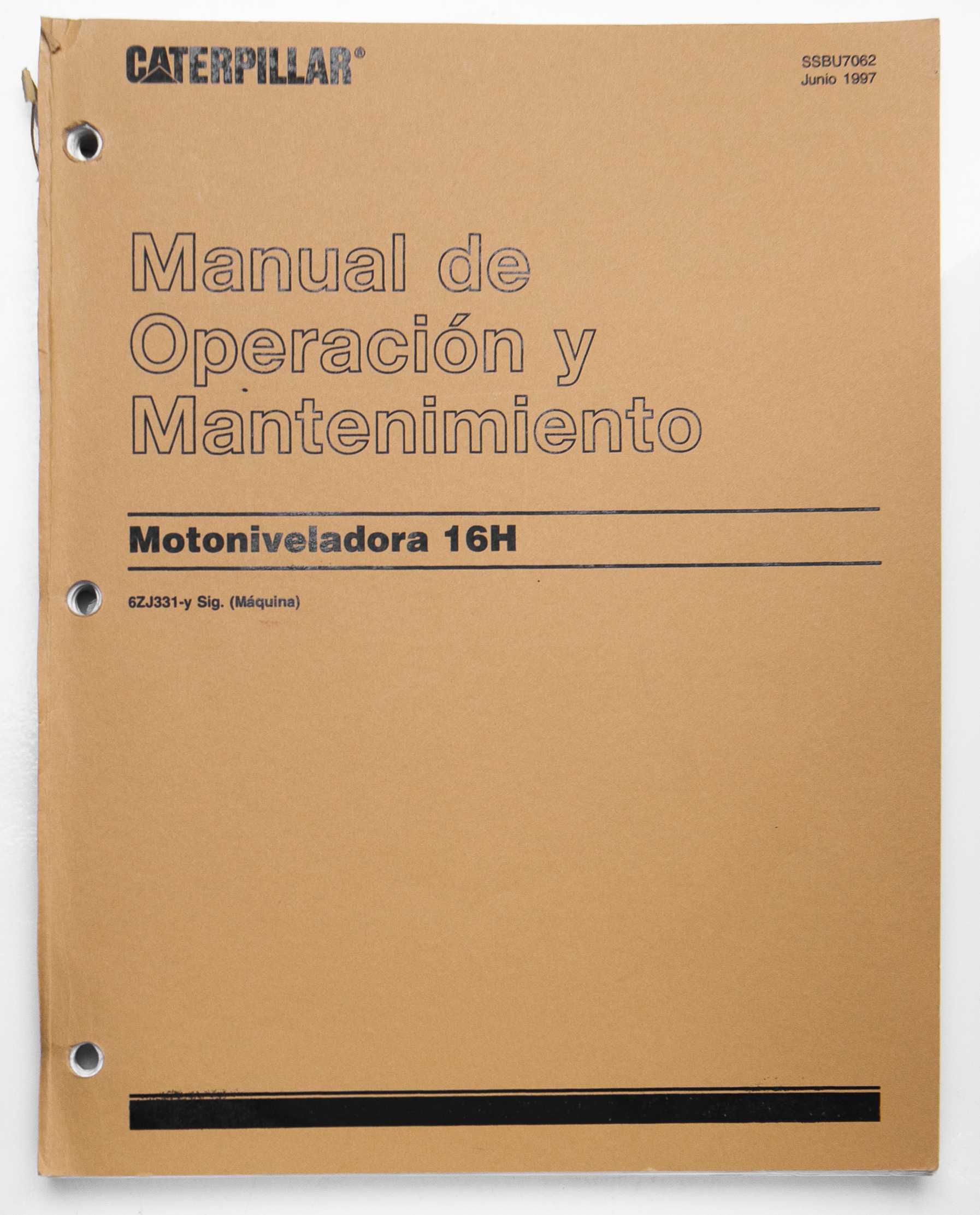 Caterpillar 16H Motor Grader Operation & Maintenance Manual (Spanish) SSBU7062 June 1997 For Sale