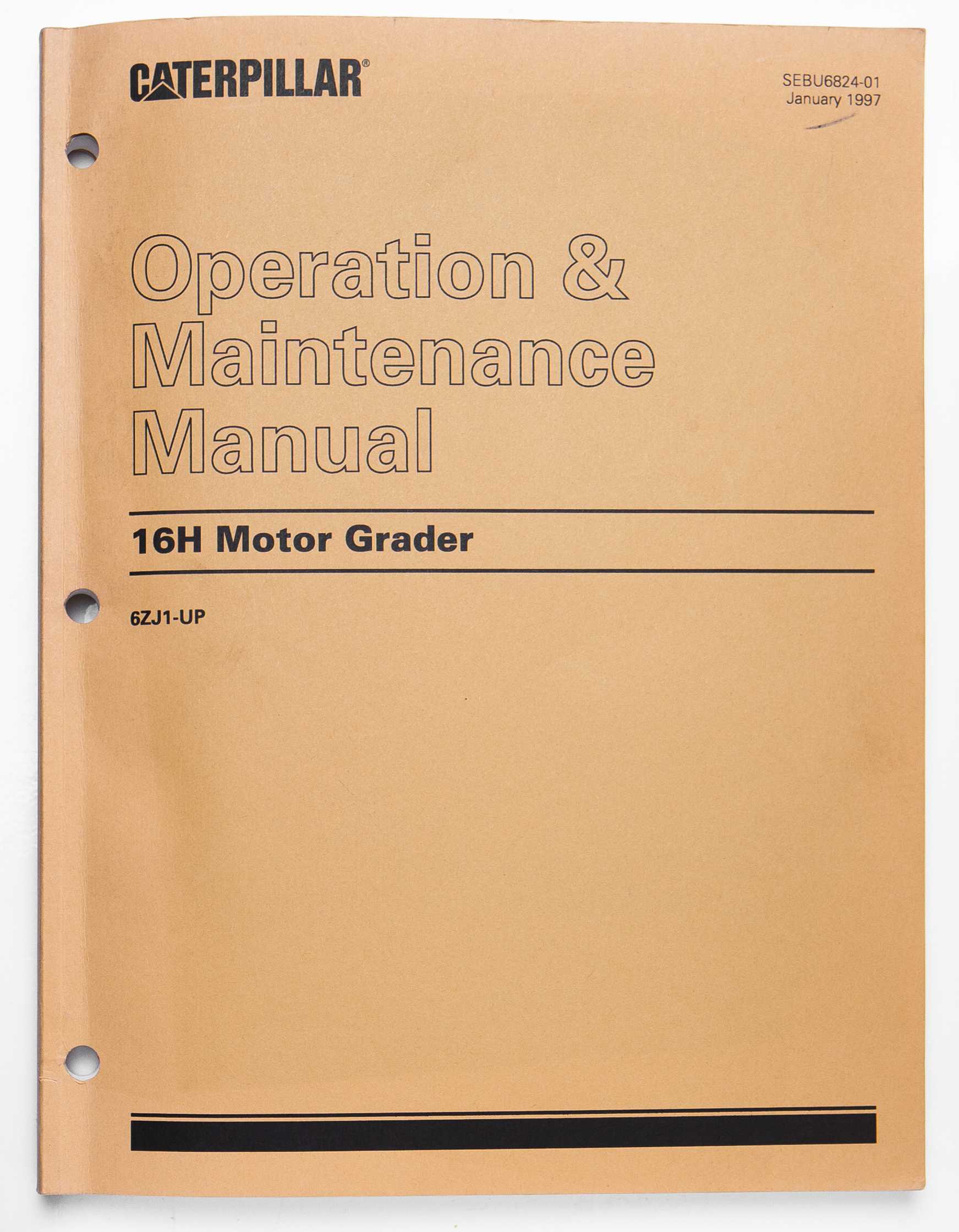 Caterpillar 16H Motor Grader Operation & Maintenance Manual SEBU6824-01 January 1997 For Sale