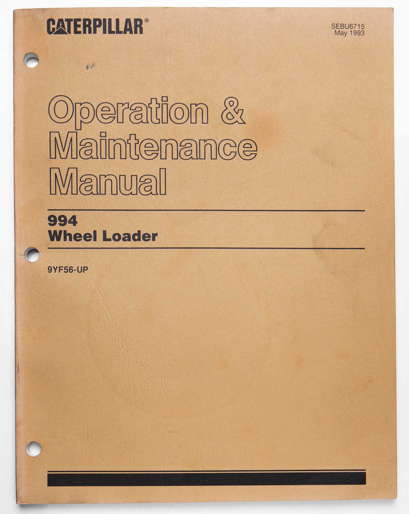 Caterpillar 944 Wheel Loader Operation & Maintenance Manual SEBU6715 May 1993 For Sale
