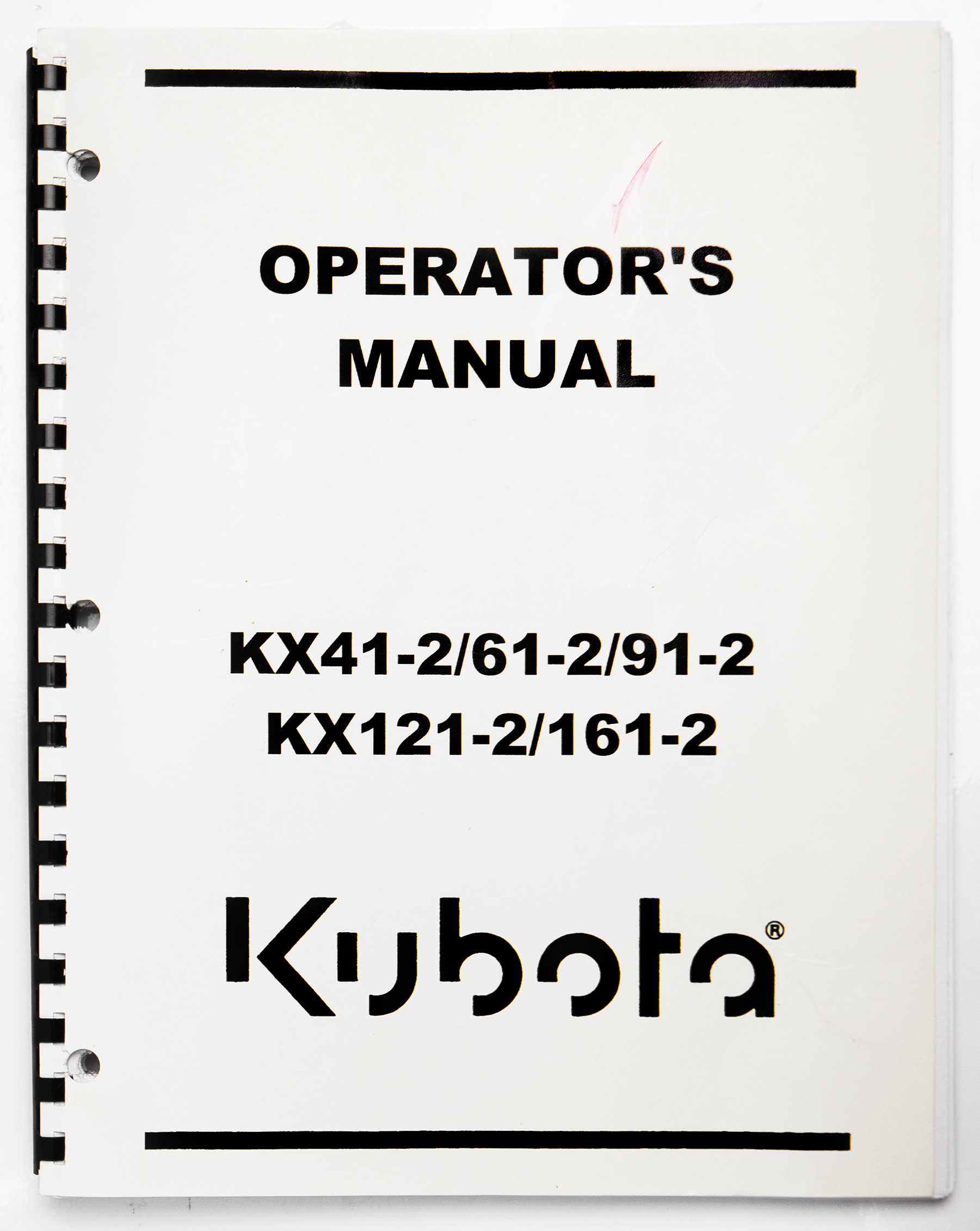 Kubota KX41-2/61-2/91-2, KX121-2/161-2 Operator's Manual RC40881244 February 2003 For Sale