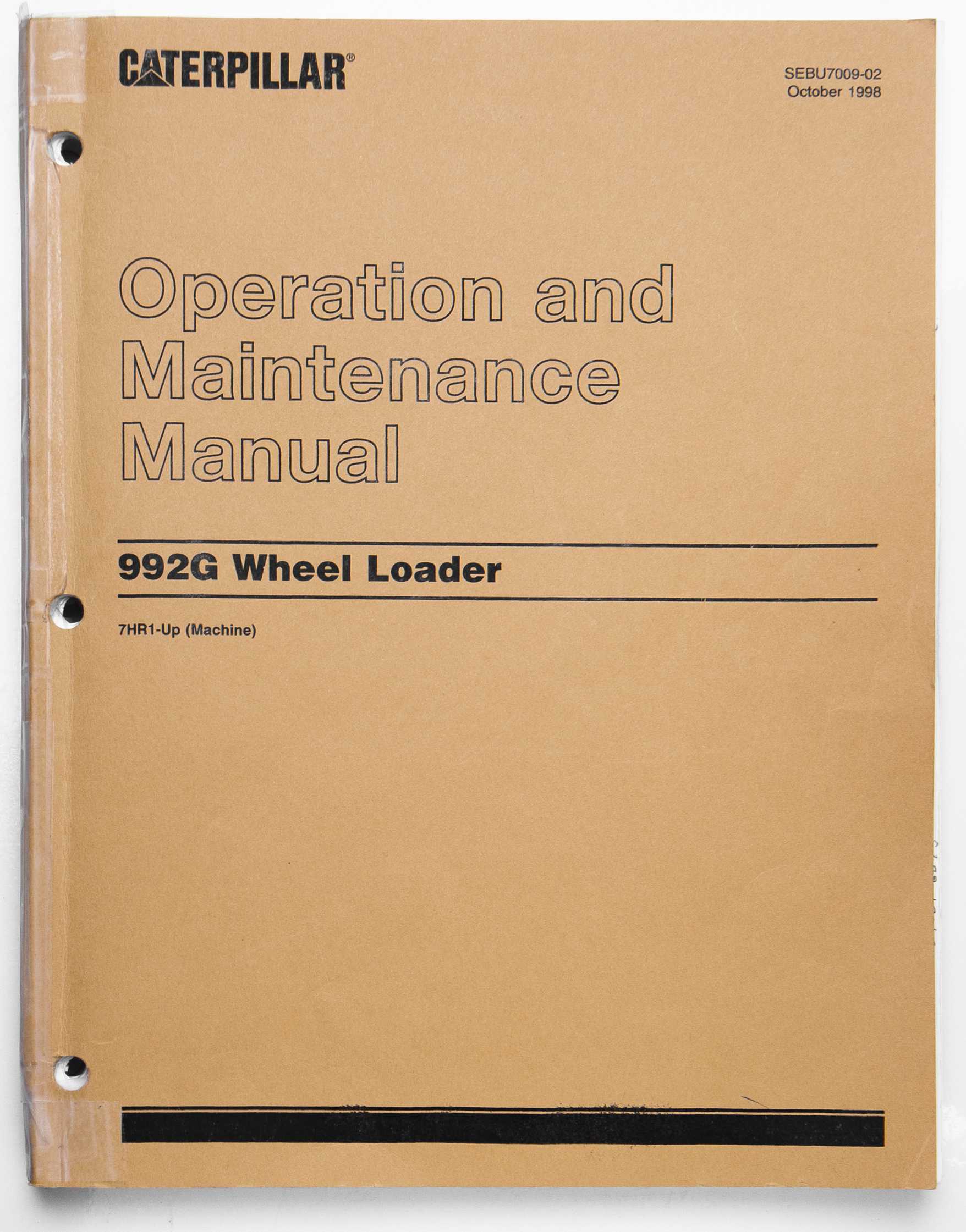 Caterpillar 992G Wheel Loader Operation & Maintenance Manual SEBU7009-02 For Sale