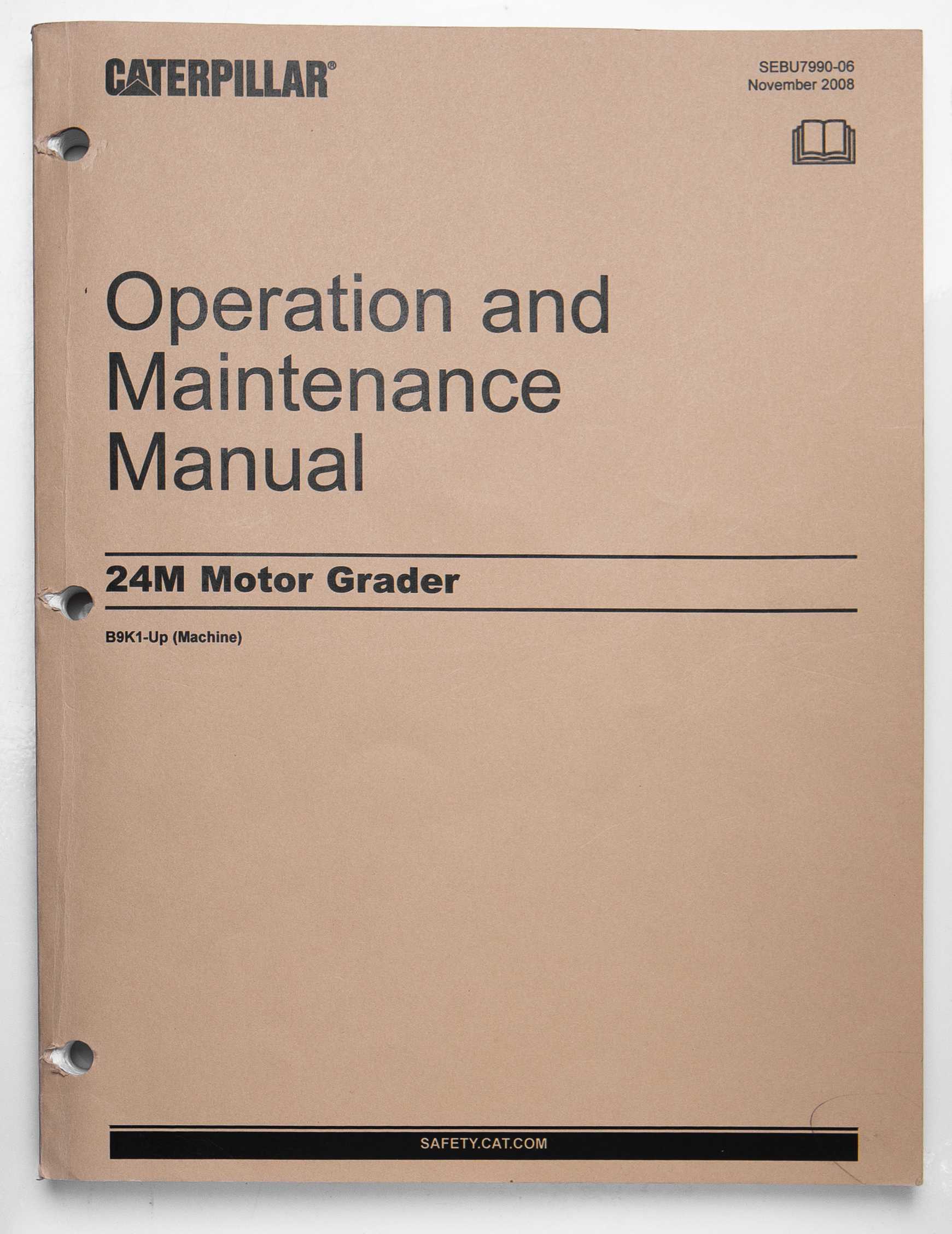 Caterpillar 24M Motor Grader Operation & Maintenance Manual SEBU7990-06 November 2008 For Sale