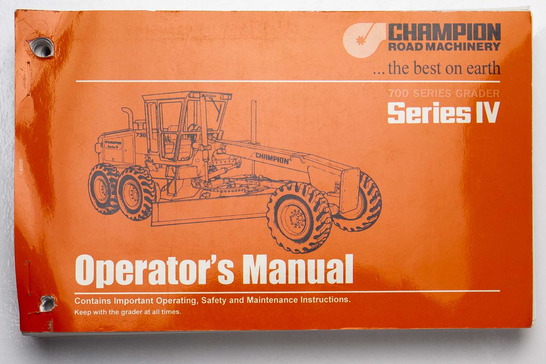 Champion Road Machinery 700 Series Grader Series IV Operators Manual For Sale