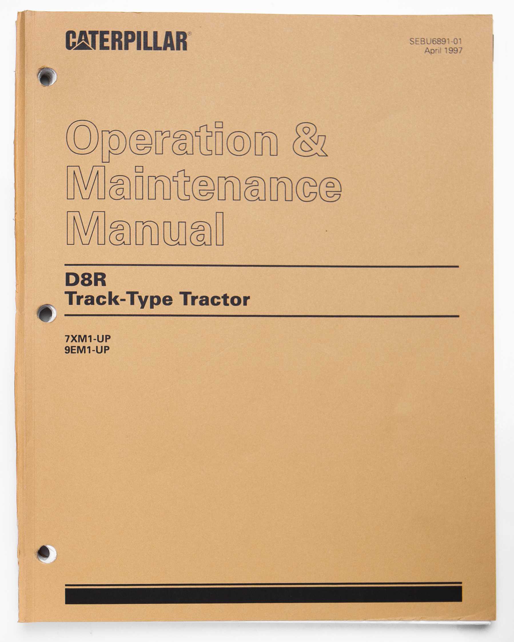 Caterpillar D8R Track-Type Tractor Operation & Maintenance Manual SEBU6891-01 April 1997 For Sale