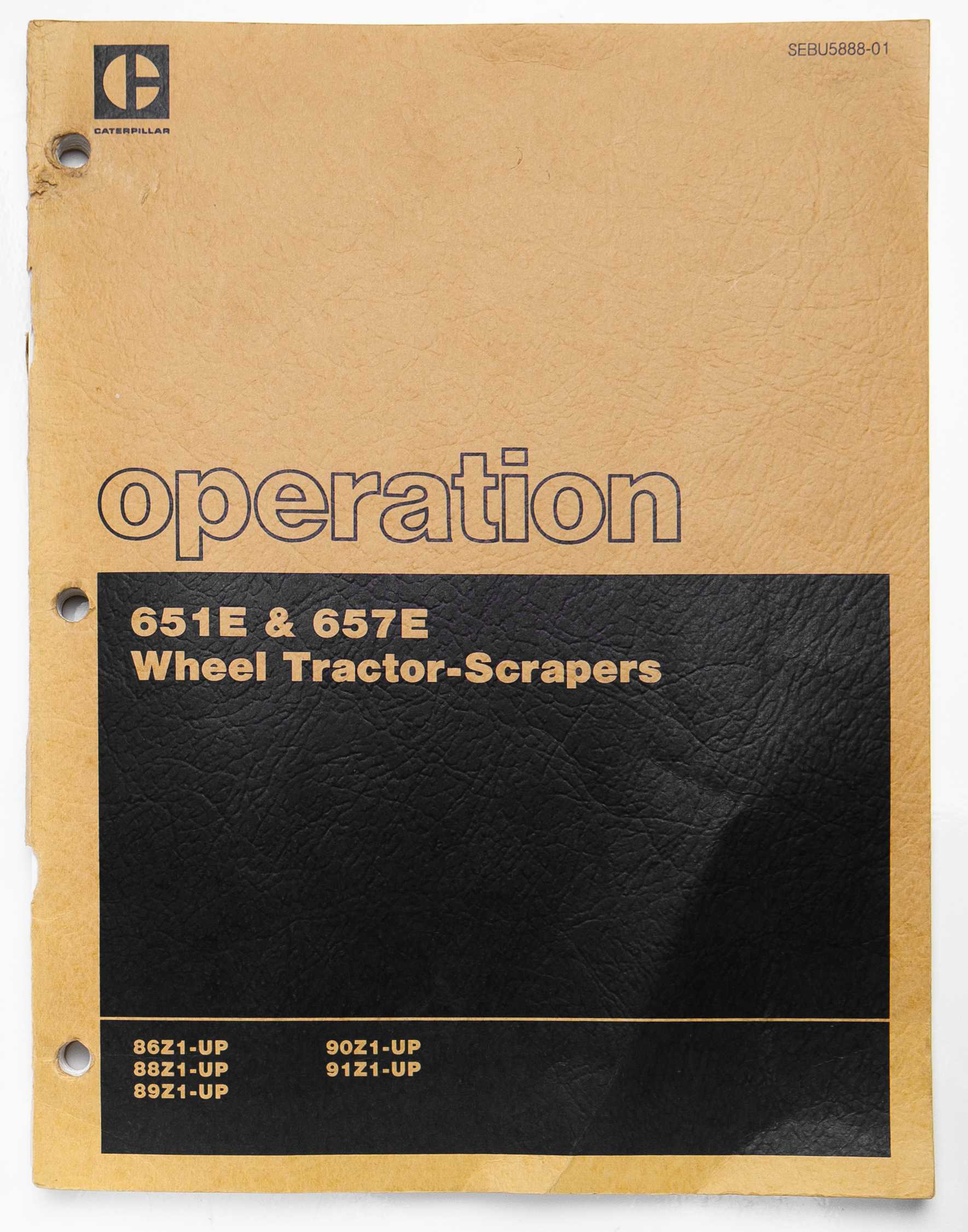 Caterpillar 651E & 657E Wheel Tractor-Scrapers Operation Manual SEBU5888-01 May 1983 For Sale