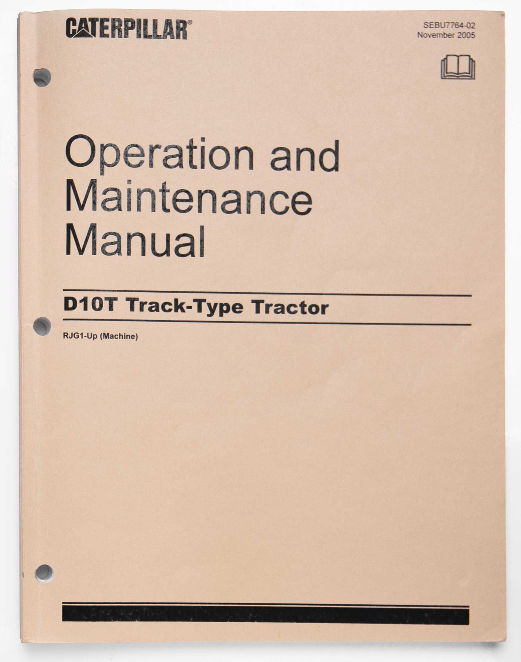 Caterpillar D10T Track-Type Tractor Operation & Maintenance Manual SEBU7764-02 November 2005 For Sale