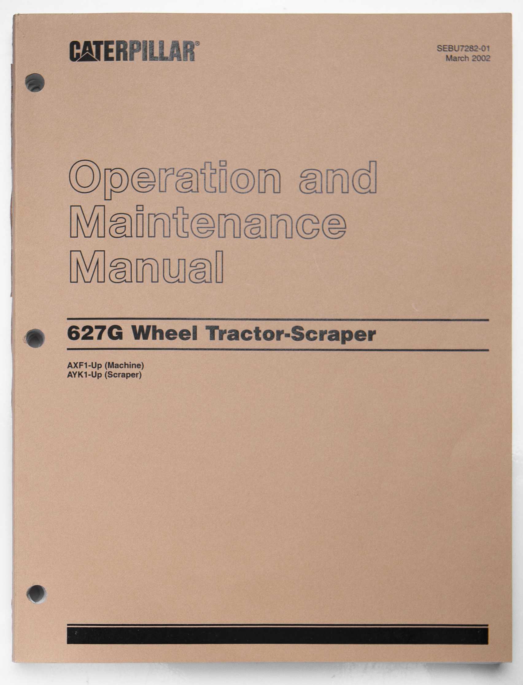 Caterpillar 627G Wheel Tractor-Scraper Operation & Maintenance Manual SEBU7282-01 March 2002 For Sale