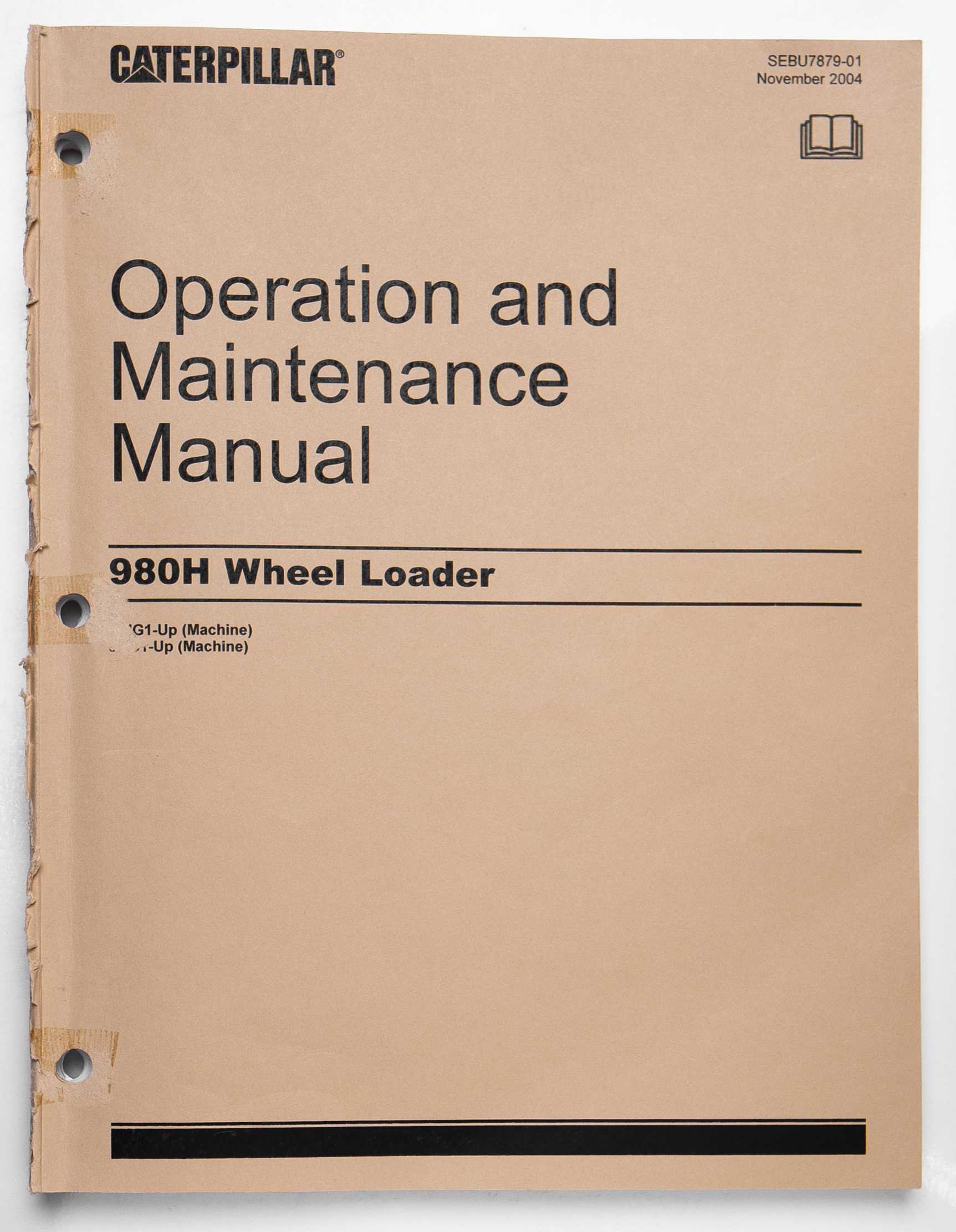 Caterpillar 980H Wheel Loader Operation & Maintenance Manual SEBU7879-01 November 2004 For Sale
