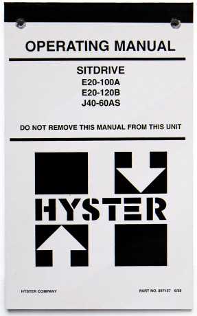 Hyster E20-100A, E20-120B, J40-60AS Sitdrive Operating Manual 897157 June 1988