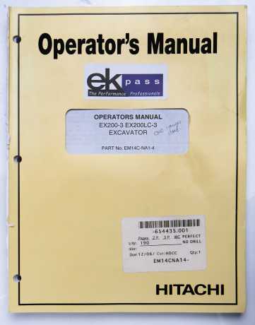 Hitachi EX200-3, EX200LC-3 Excavator Operator's Manual Part No. EM14C-NA1-4